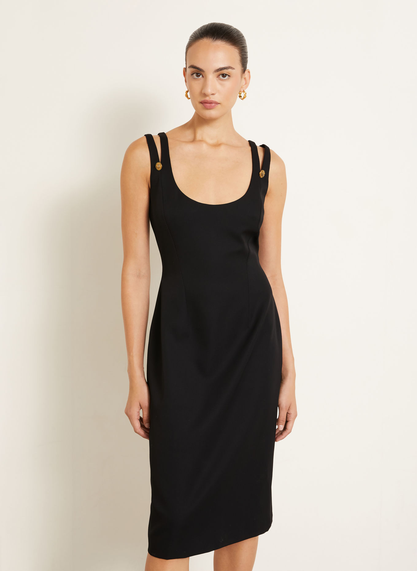 VERSACE Sheath dress: BLACK