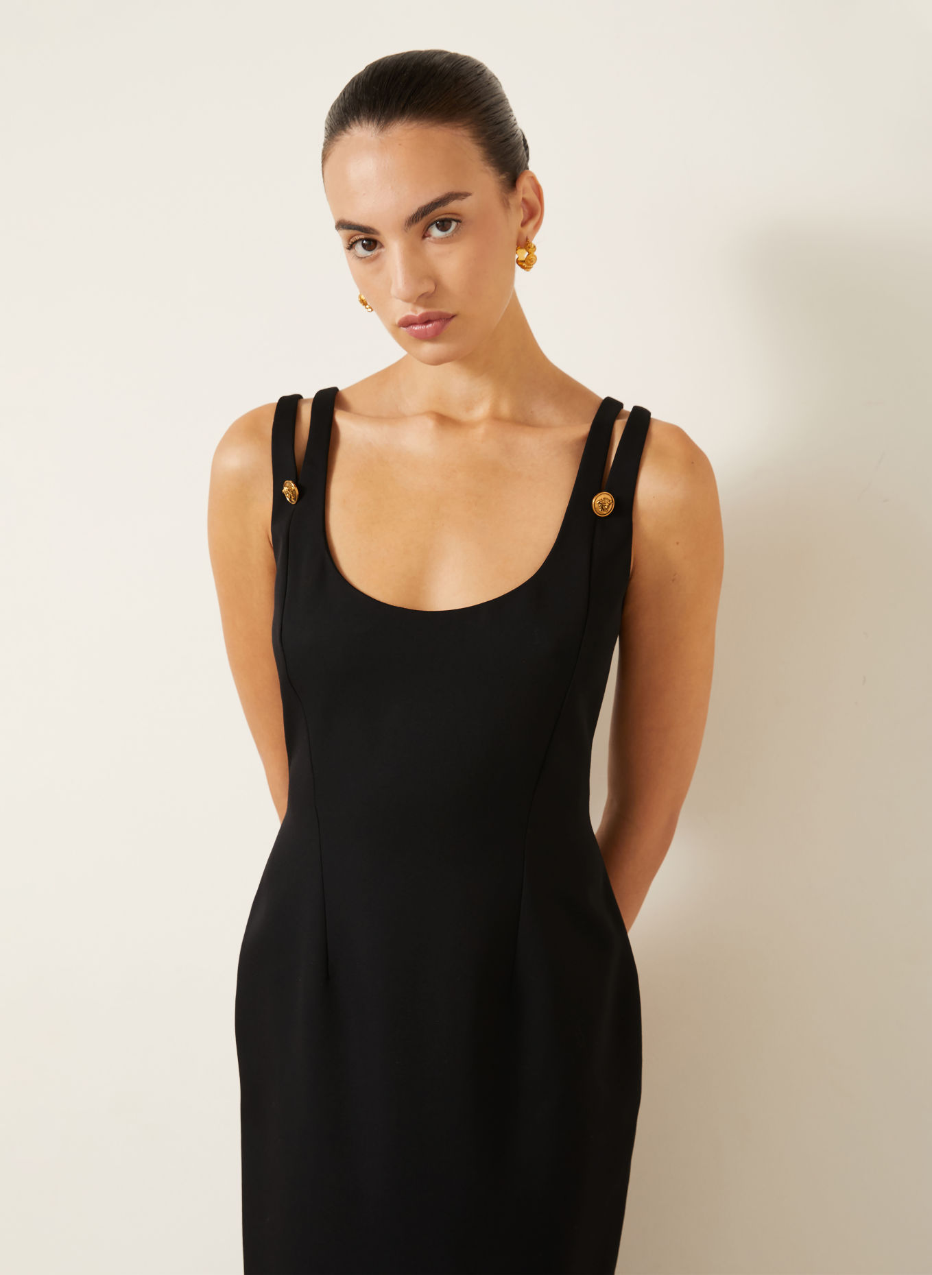 VERSACE Sheath dress: BLACK