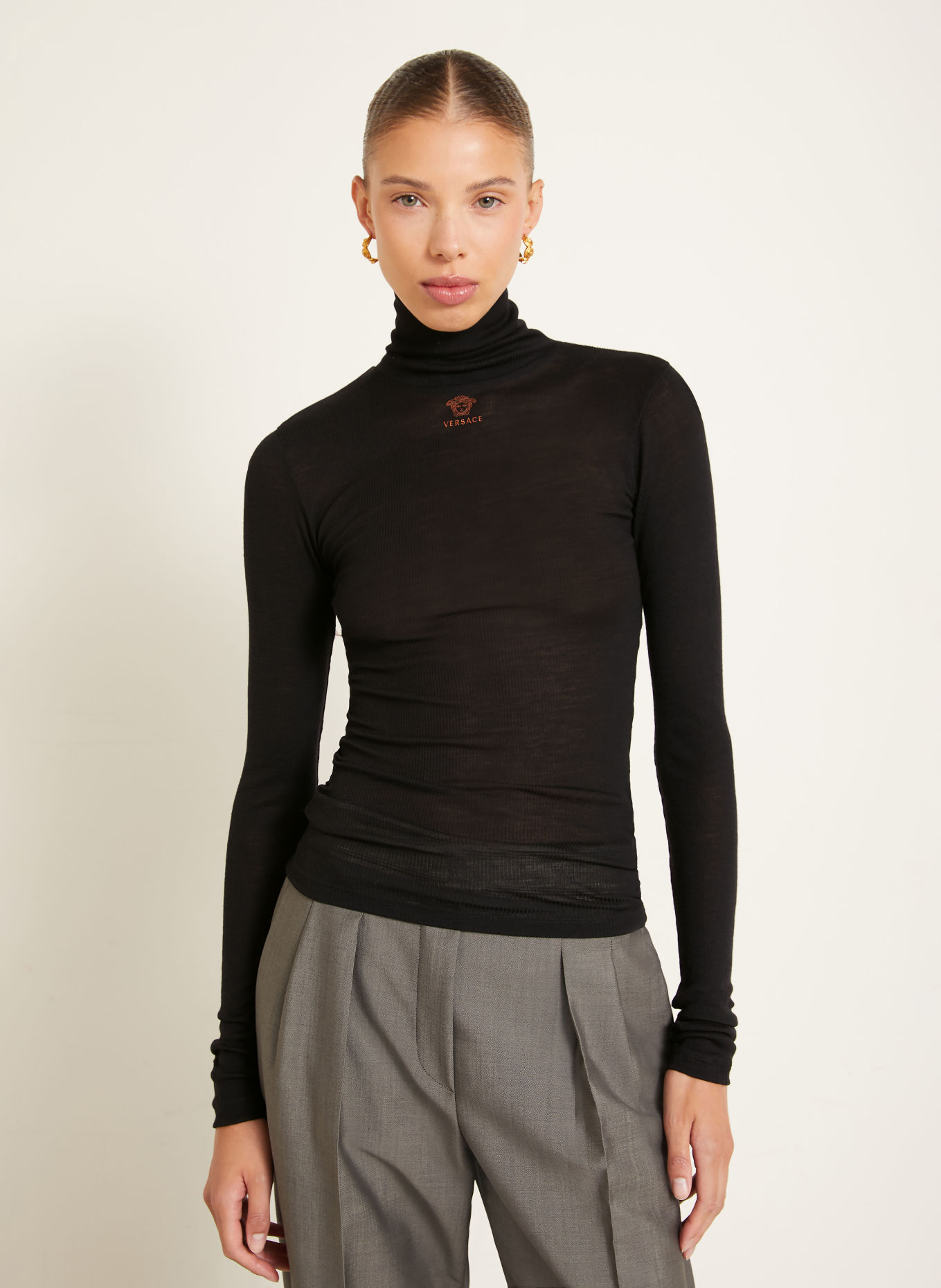 VERSACE Rollkragenshirt: SCHWARZ