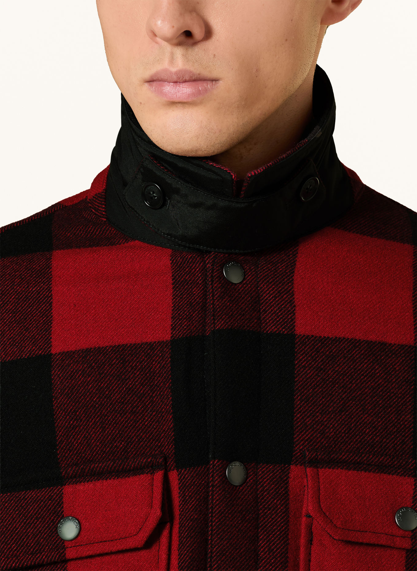 WOOLRICH Overjacket: ROT / SCHWARZ