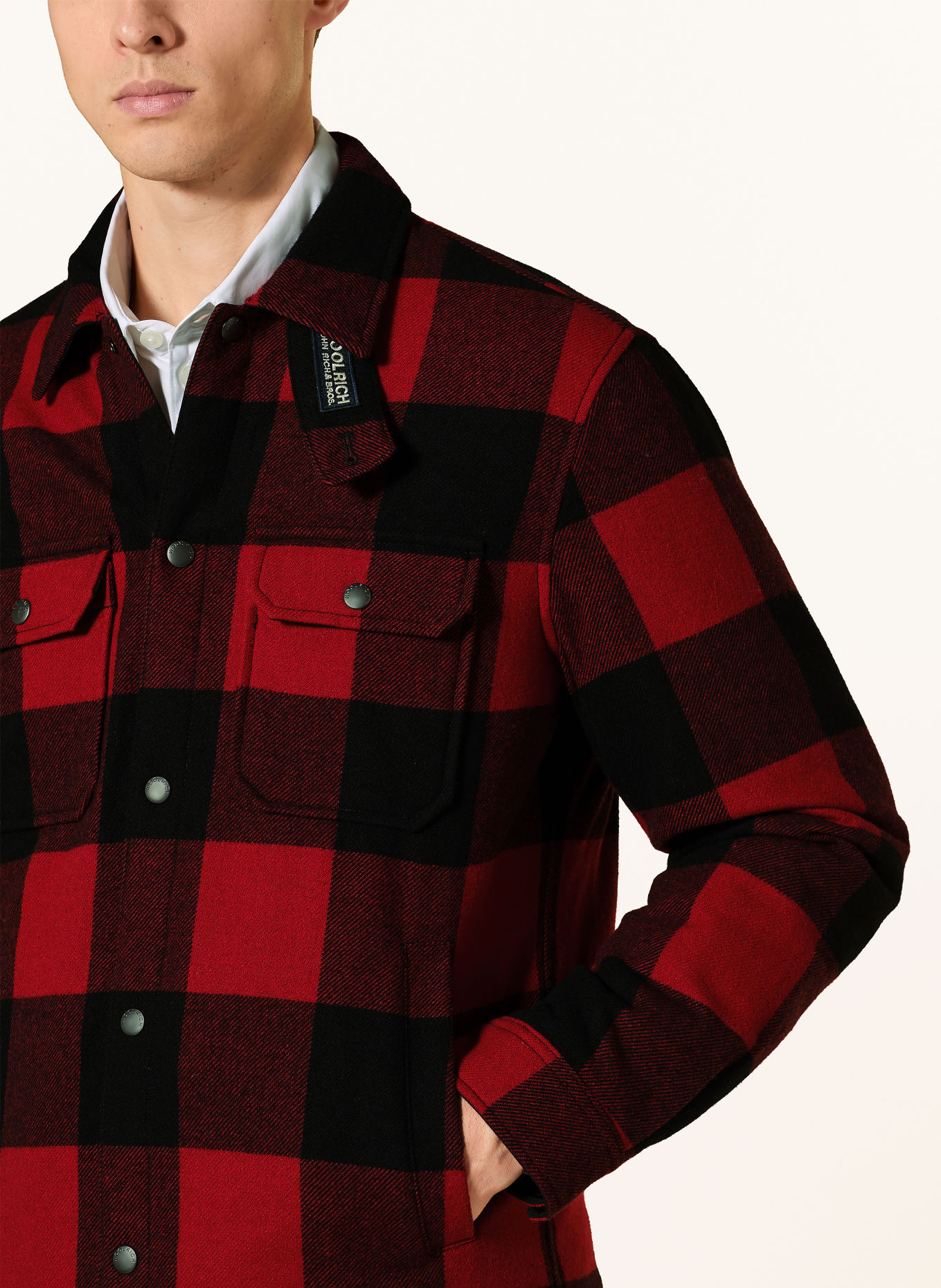 WOOLRICH Overjacket: ROT / SCHWARZ