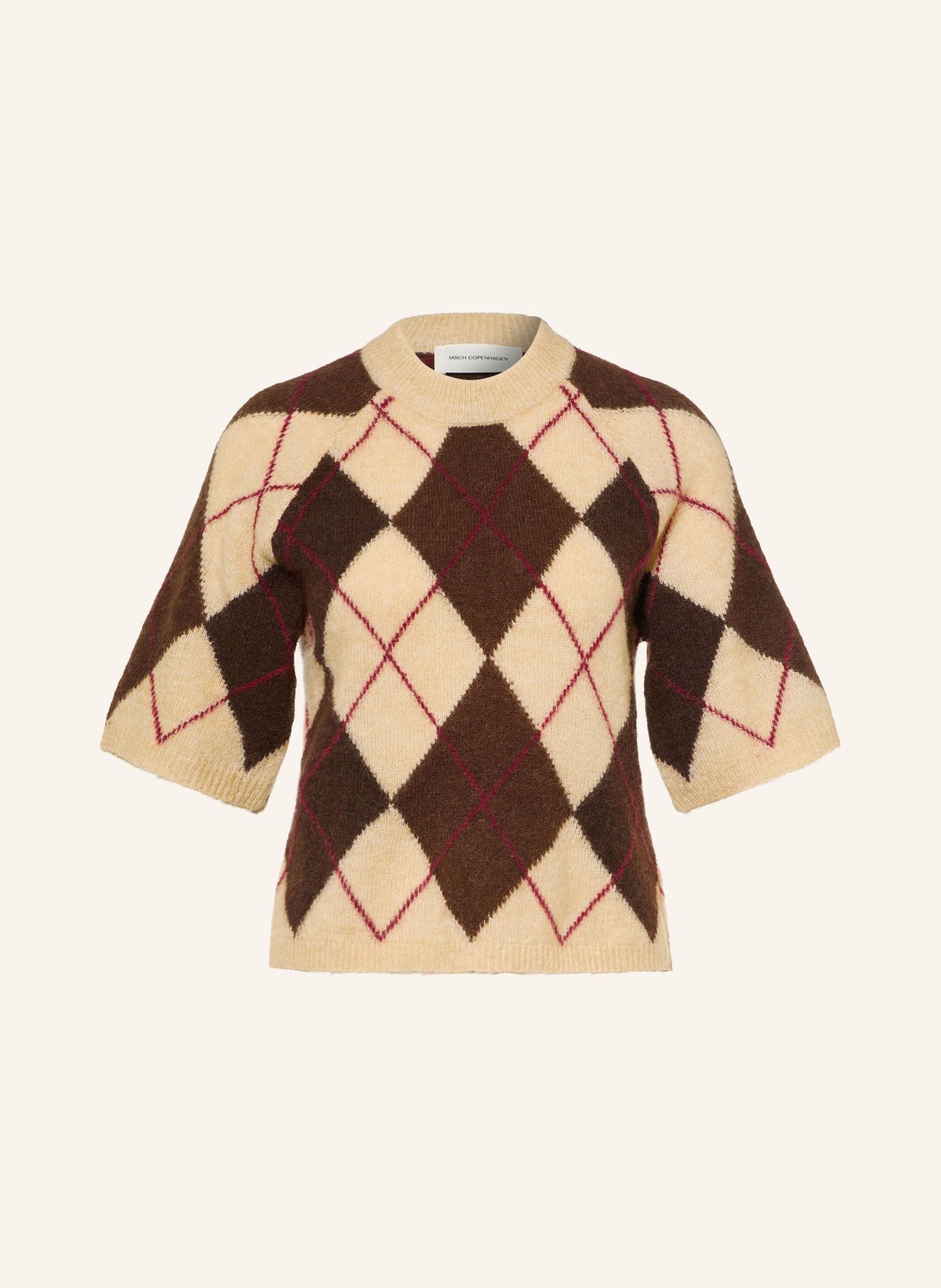 MSCH COPENHAGEN MSCHADIN Knit shirt: BEIGE / DARK BROWN / FUCHSIA
