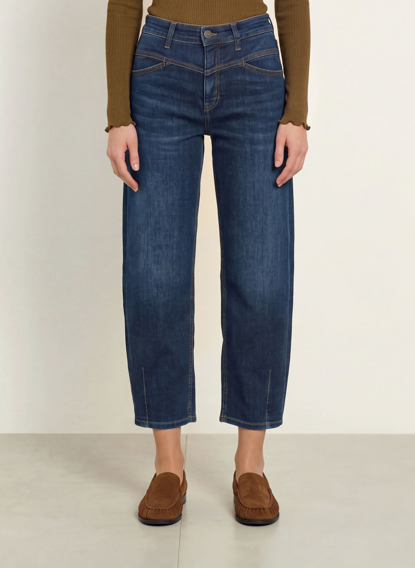 CAMBIO Jeansy typu barrel ELIN: 5103 dark used wash