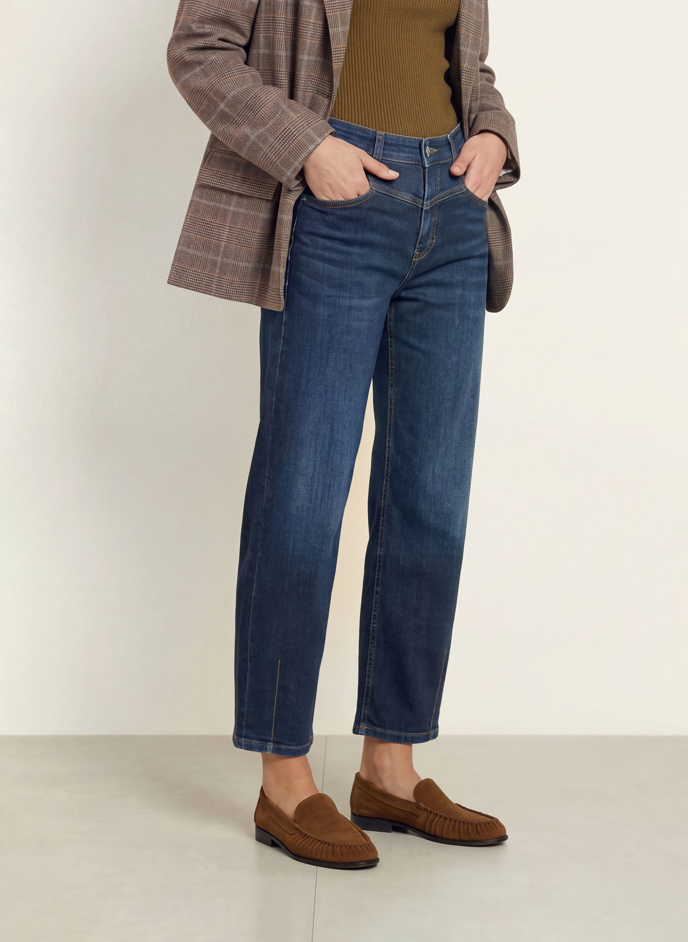 CAMBIO Jeansy typu barrel ELIN: 5103 dark used wash