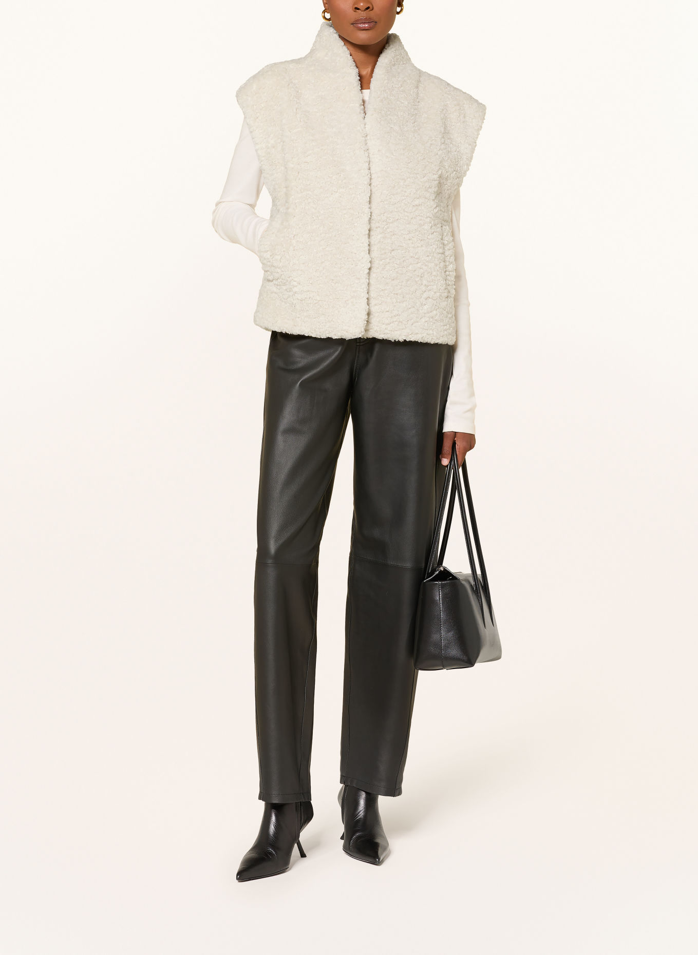 LAMARQUE DUA Reversible Faux Fur Vest: BEIGE
