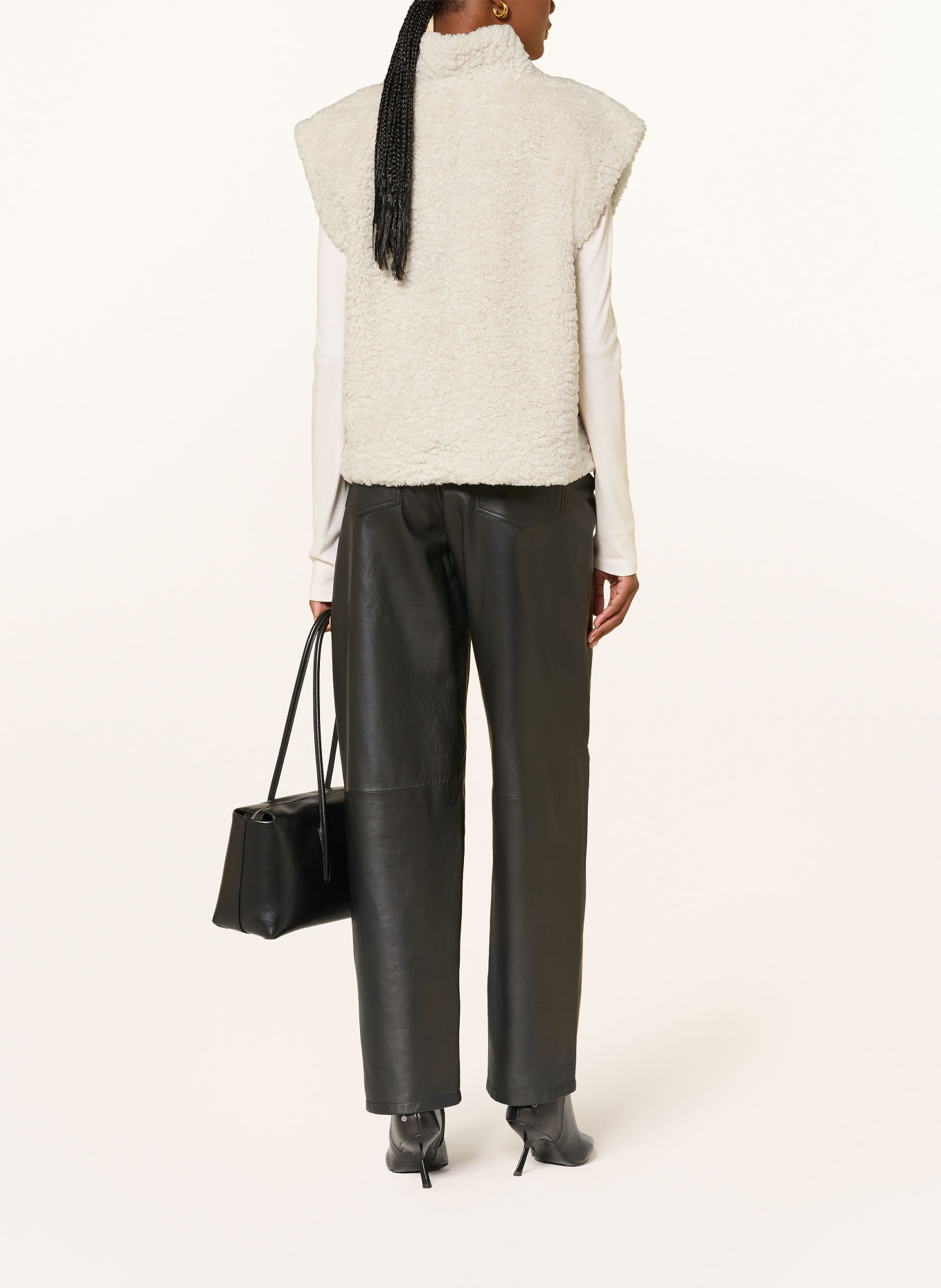 LAMARQUE DUA Reversible Faux Fur Vest: BEIGE