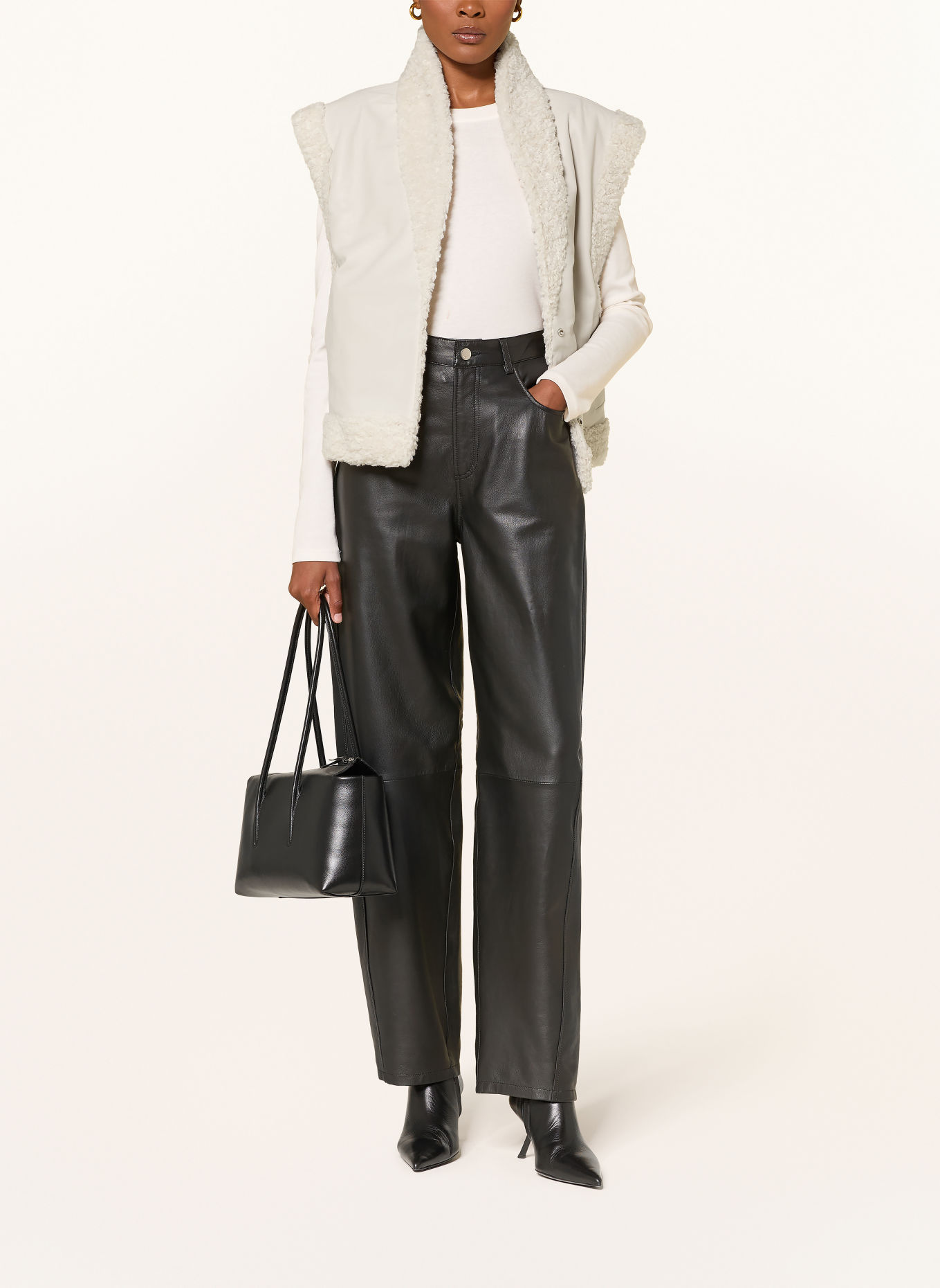 LAMARQUE DUA Reversible Faux Fur Vest: BEIGE