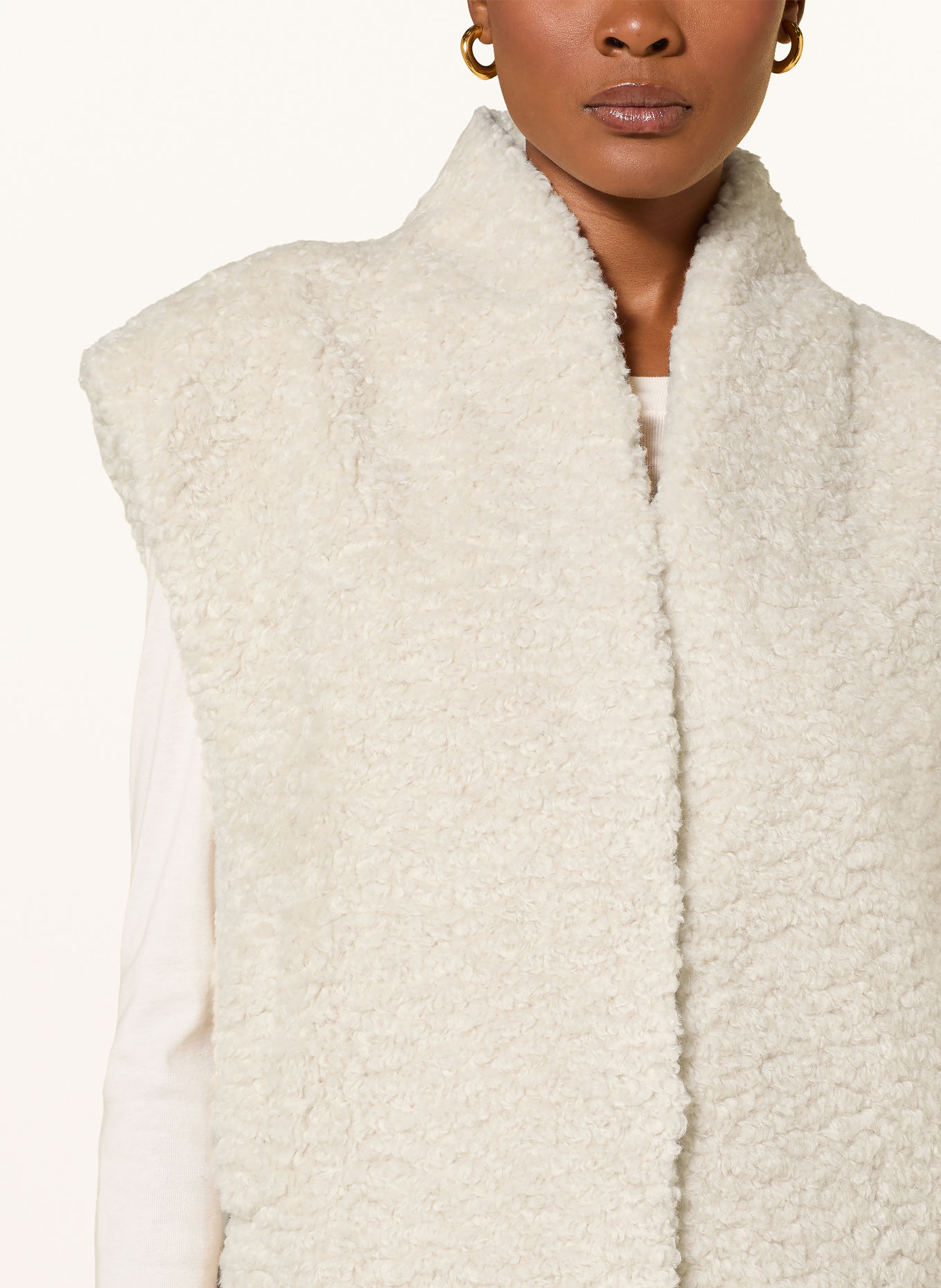 LAMARQUE DUA Reversible Faux Fur Vest: BEIGE