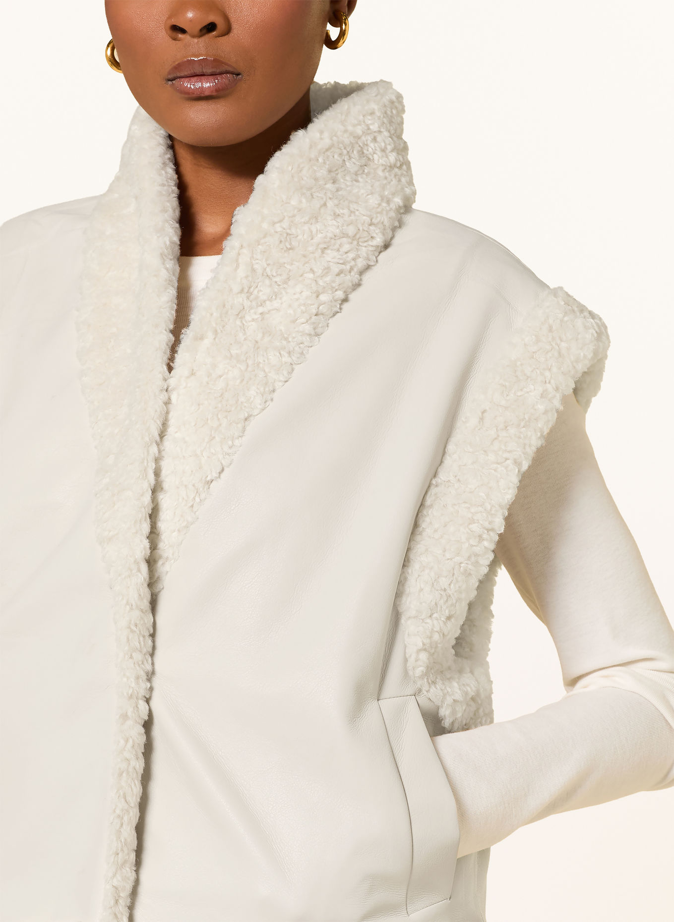 LAMARQUE DUA Reversible Faux Fur Vest: BEIGE