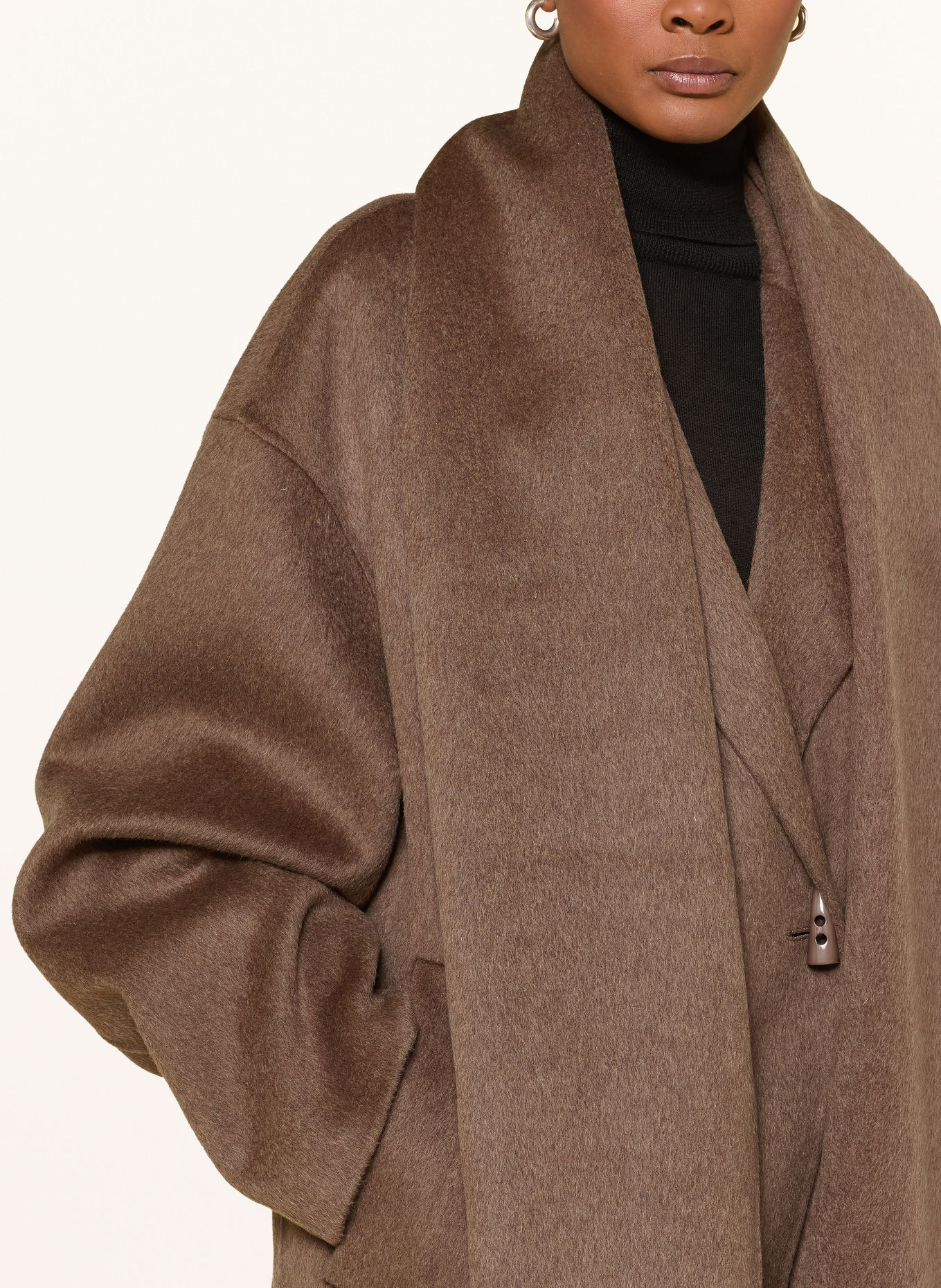 LAMARQUE Wollmantel mit abnehmbarem Schal: BRAUN