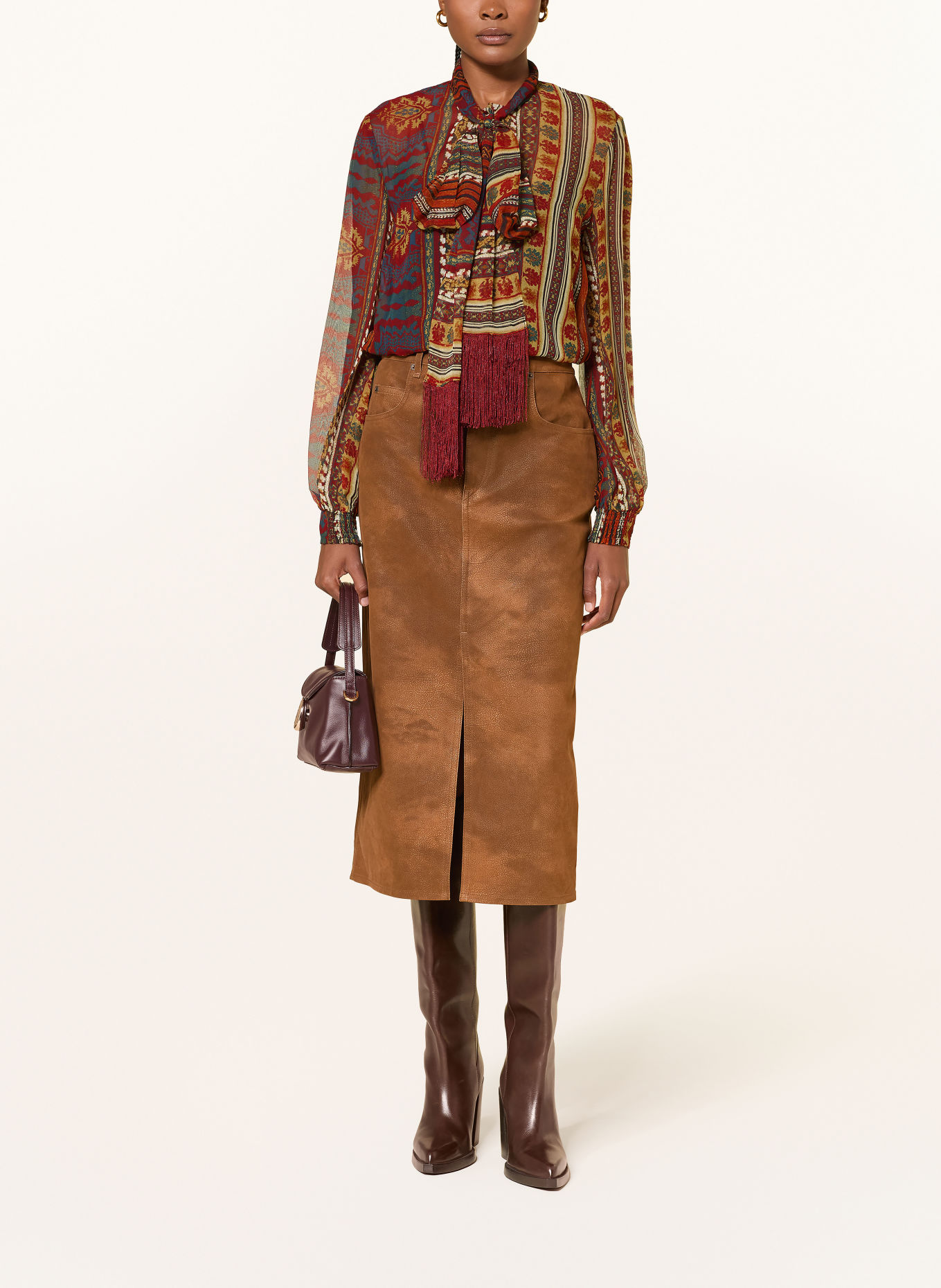DIANE VON FURSTENBERG Knytblus GARCELE: MÖRKORANGE / BEIGE / SVART