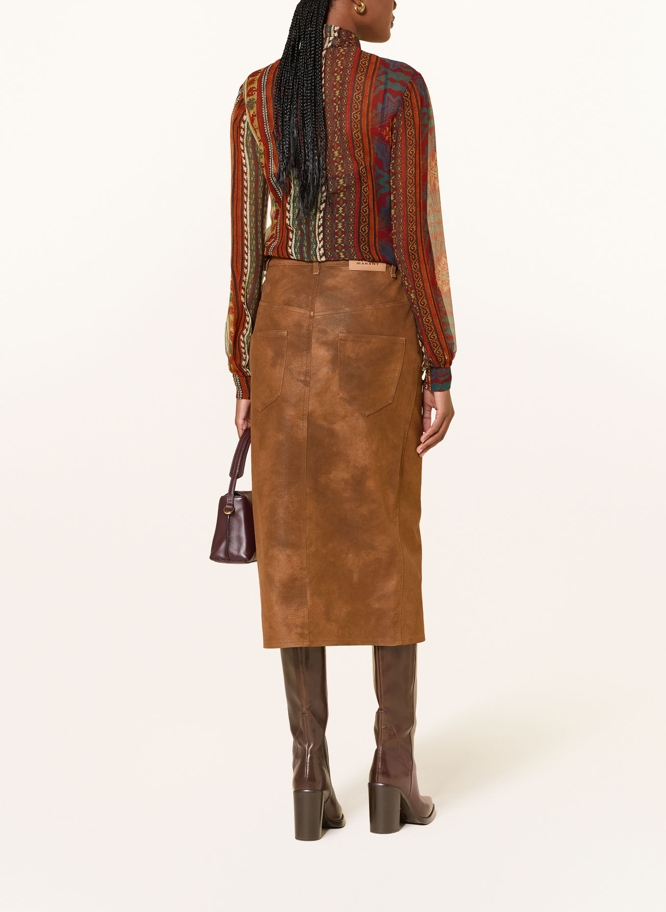DIANE VON FURSTENBERG Knytblus GARCELE: MÖRKORANGE / BEIGE / SVART