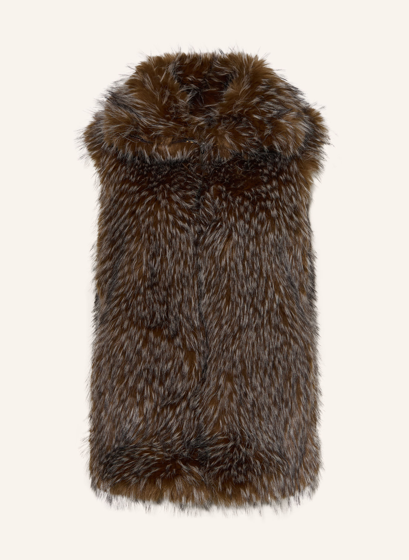 DIANE VON FURSTENBERG MALIN Faux Fur Vest: BROWN / CREAM / BLACK