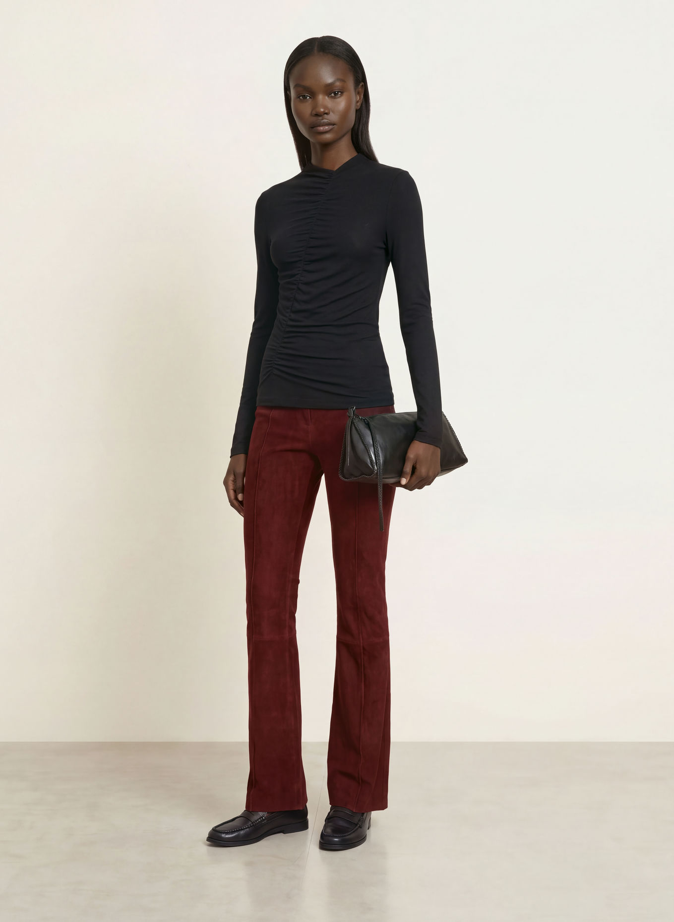 DIANE VON FURSTENBERG Lederbroek ELISE: DONKERROOD