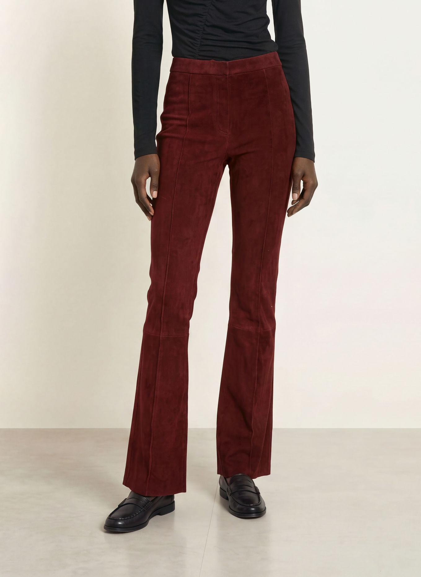 DIANE VON FURSTENBERG Lederbroek ELISE: DONKERROOD