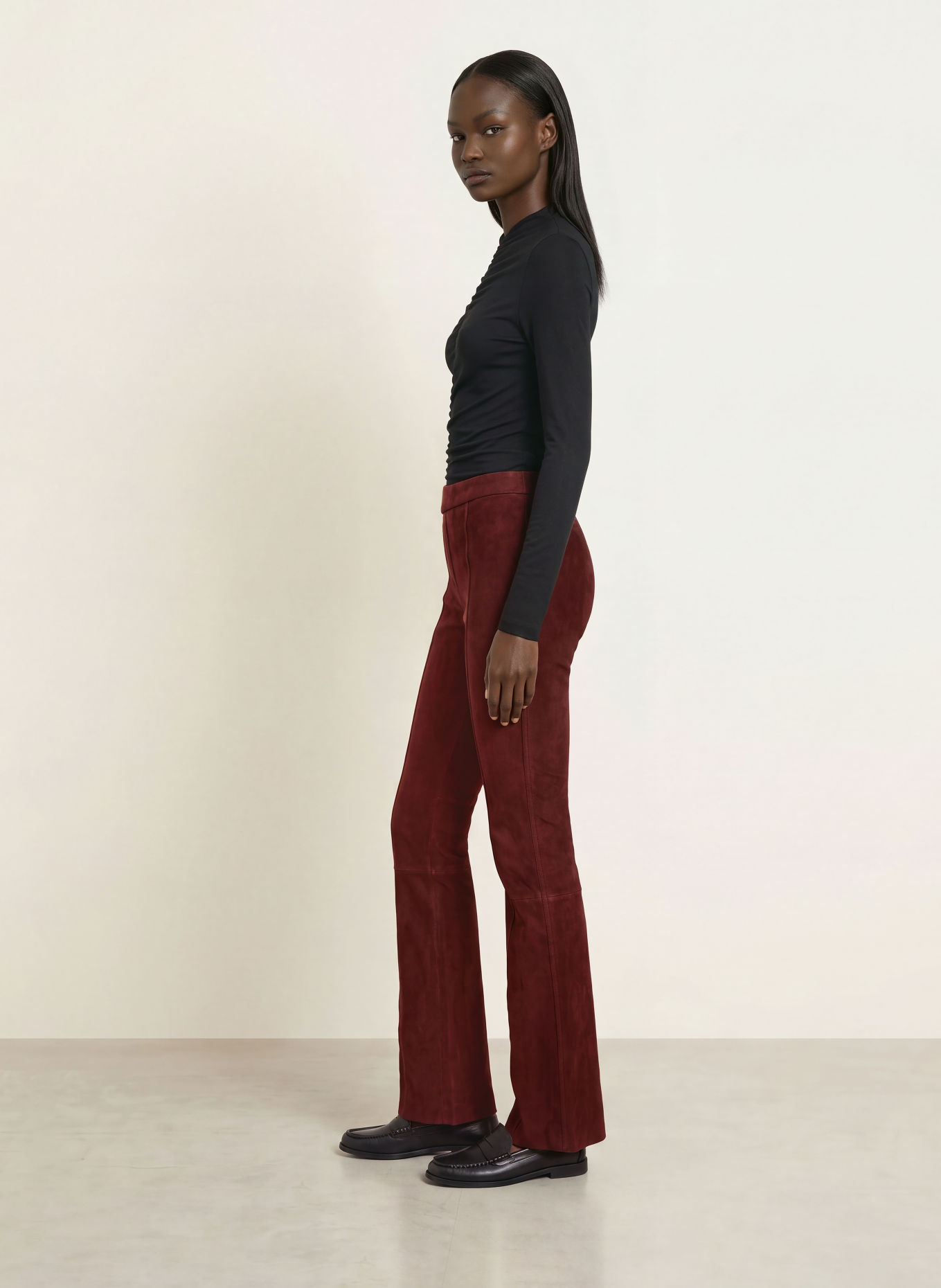 DIANE VON FURSTENBERG Lederbroek ELISE: DONKERROOD