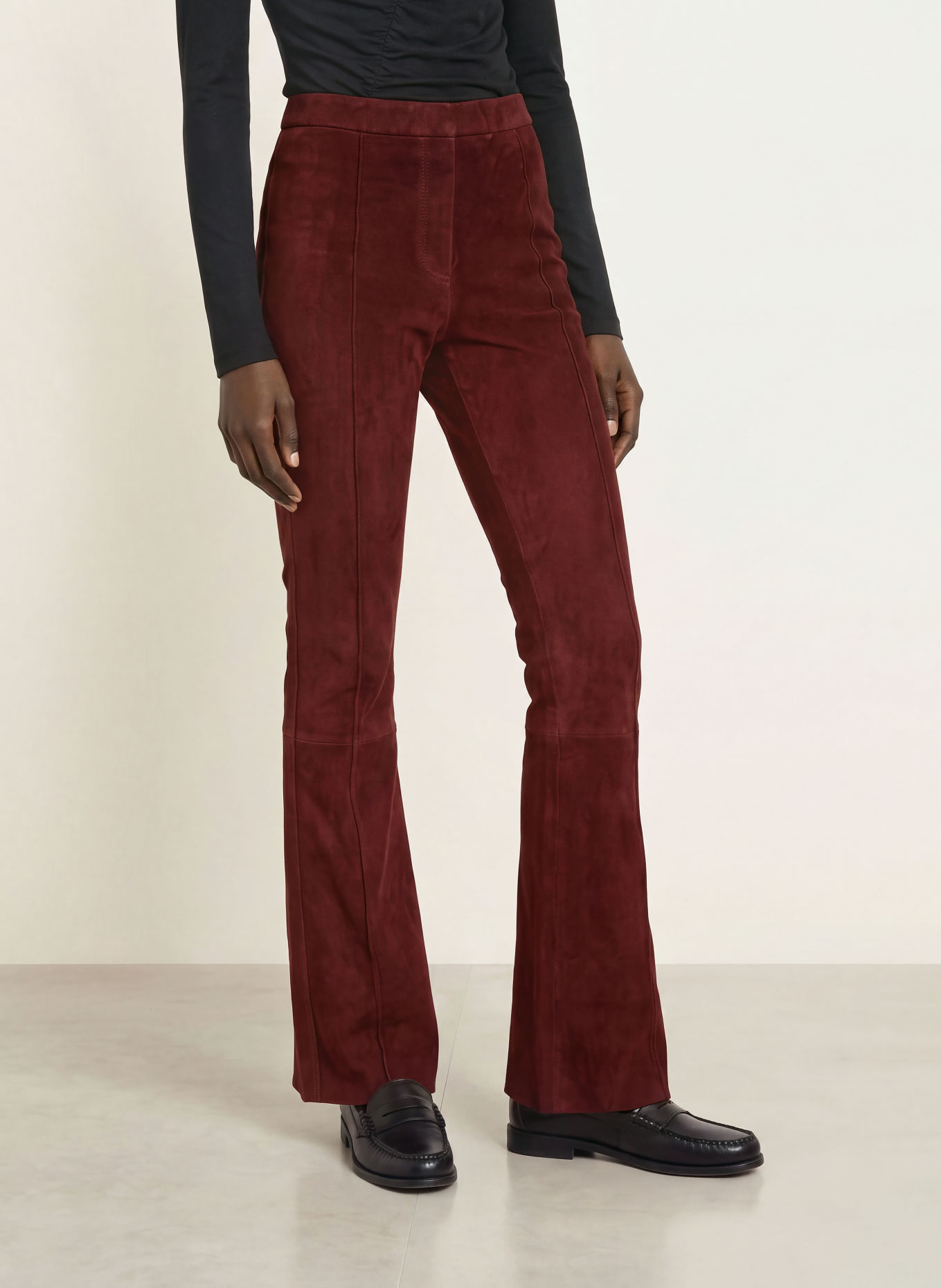 DIANE VON FURSTENBERG Lederbroek ELISE: DONKERROOD