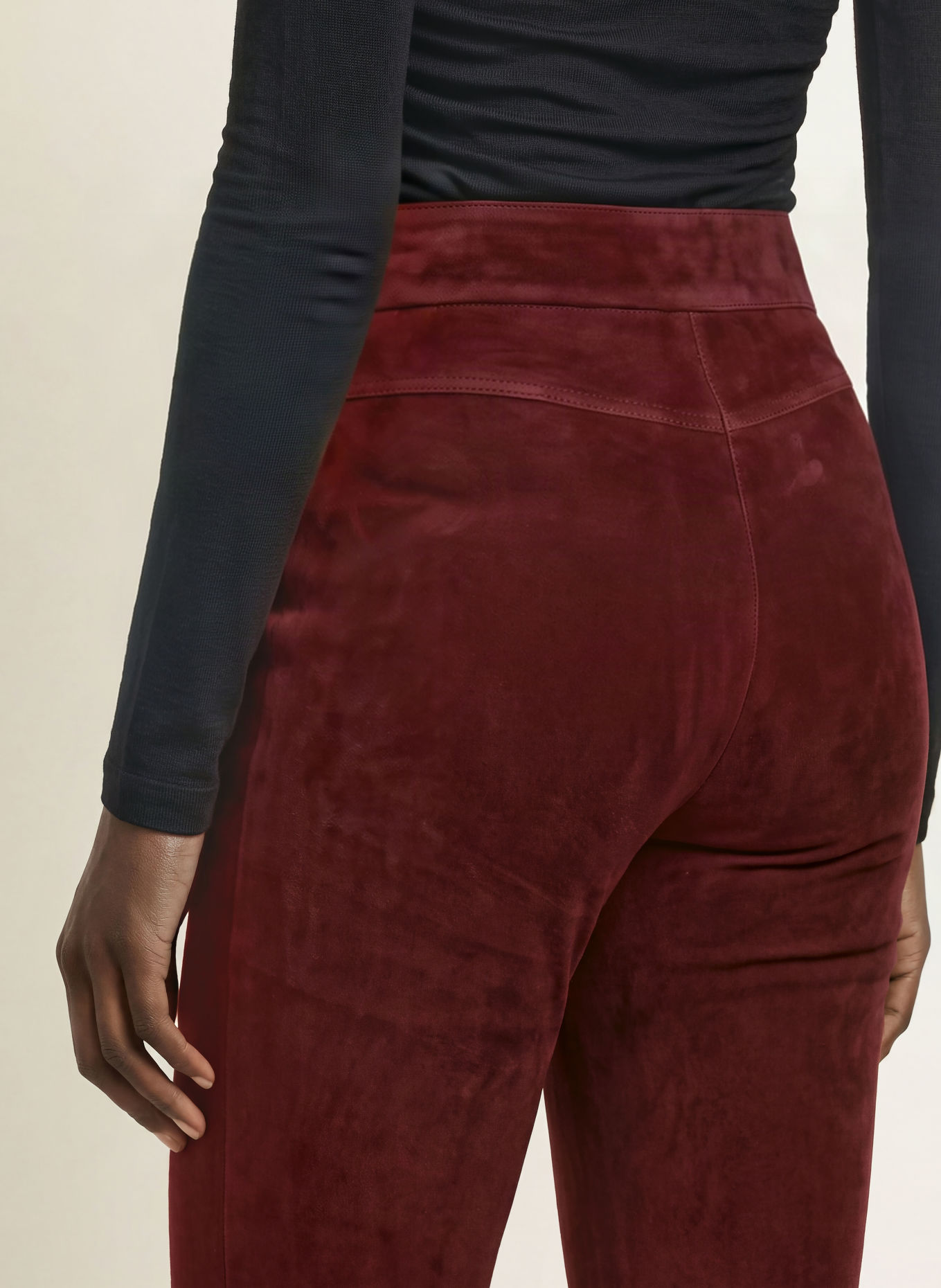 DIANE VON FURSTENBERG Lederbroek ELISE: DONKERROOD