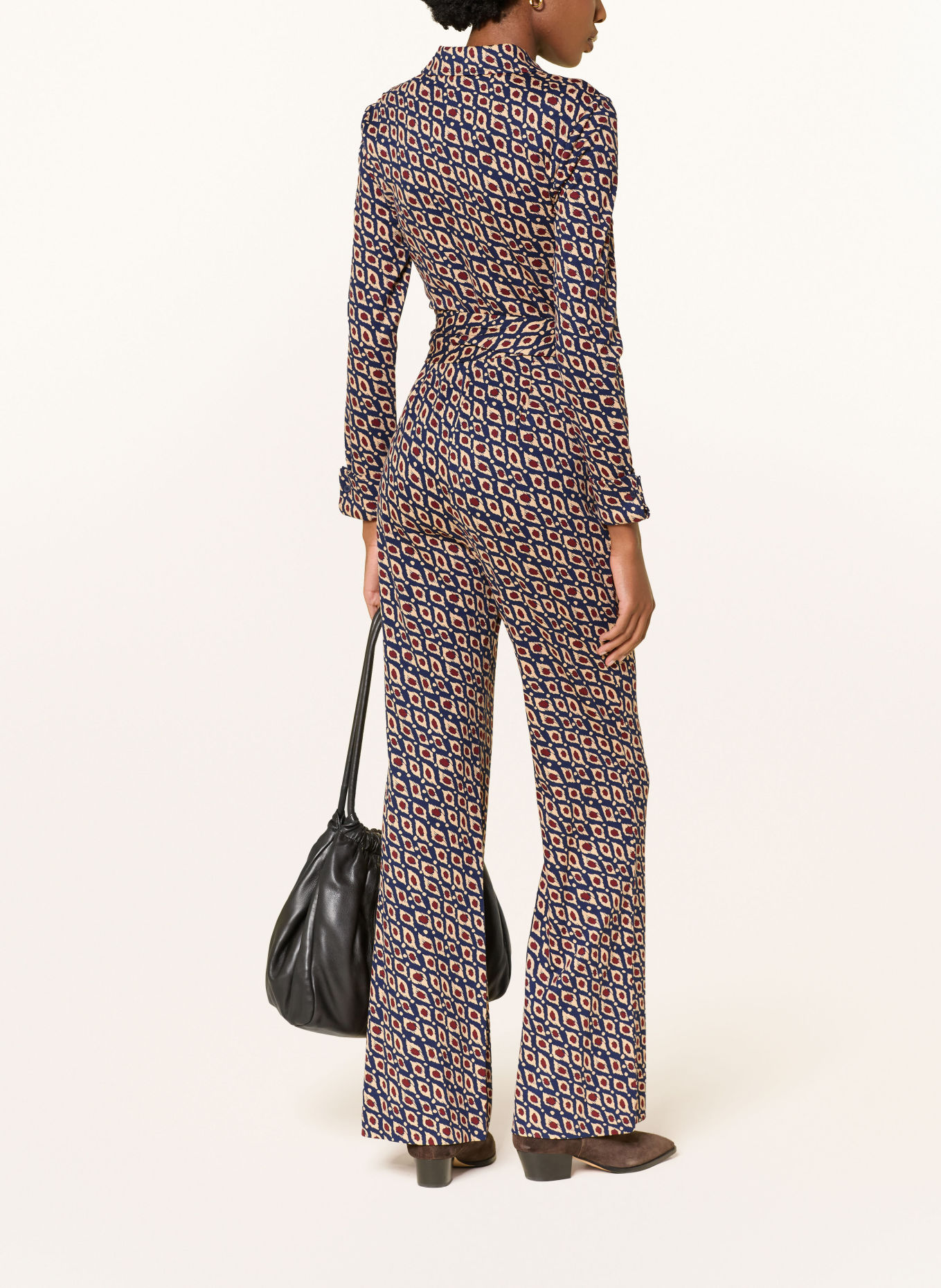 DIANE VON FURSTENBERG Jumpsuit MICHELE aus Jersey: BEIGE / DUNKELROT / DUNKELBLAU