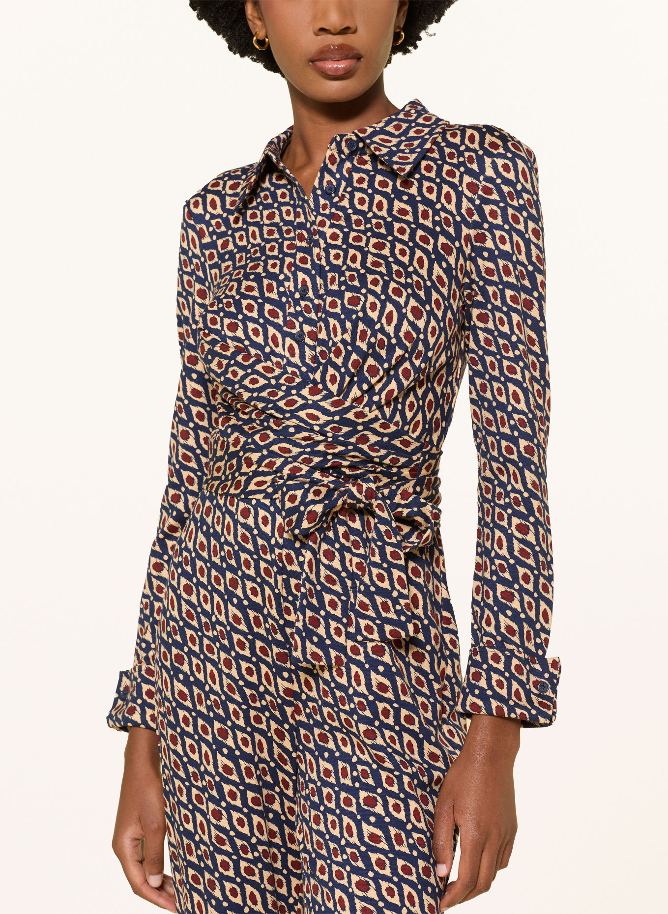 DIANE VON FURSTENBERG Jumpsuit MICHELE aus Jersey: BEIGE / DUNKELROT / DUNKELBLAU