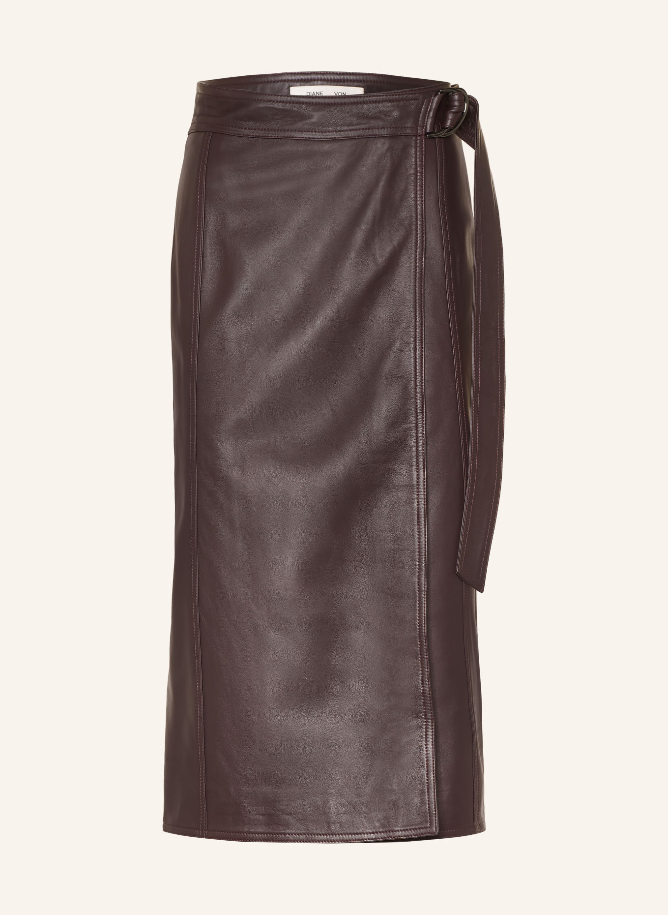DIANE VON FURSTENBERG Wickelrock SILVIA aus Leder: DUNKELROT