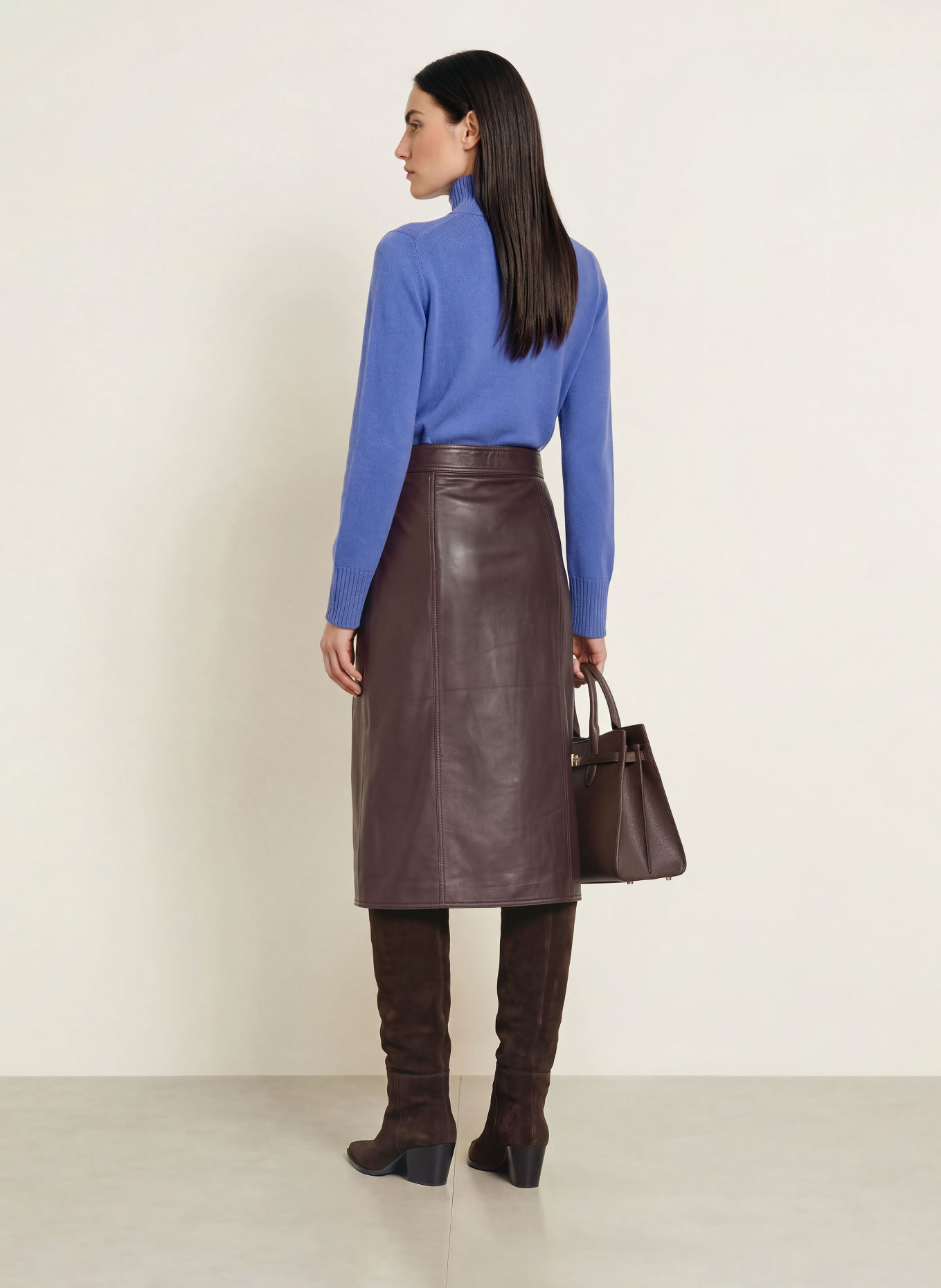 DIANE VON FURSTENBERG Wickelrock SILVIA aus Leder: DUNKELROT