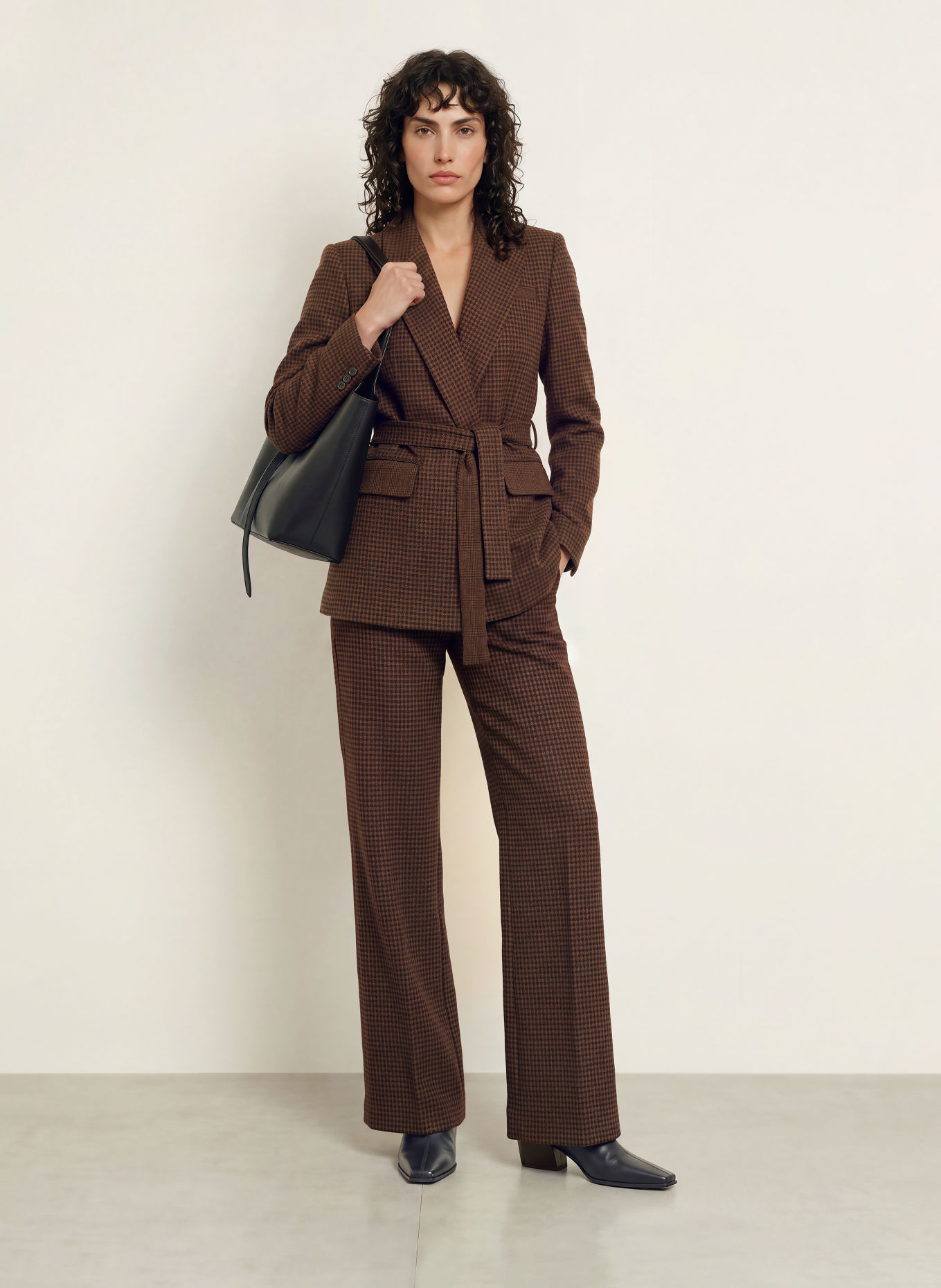 DIANE VON FURSTENBERG Marlenehose ALEXANDER mit Galonstreifen: DUNKELBRAUN / SCHWARZ