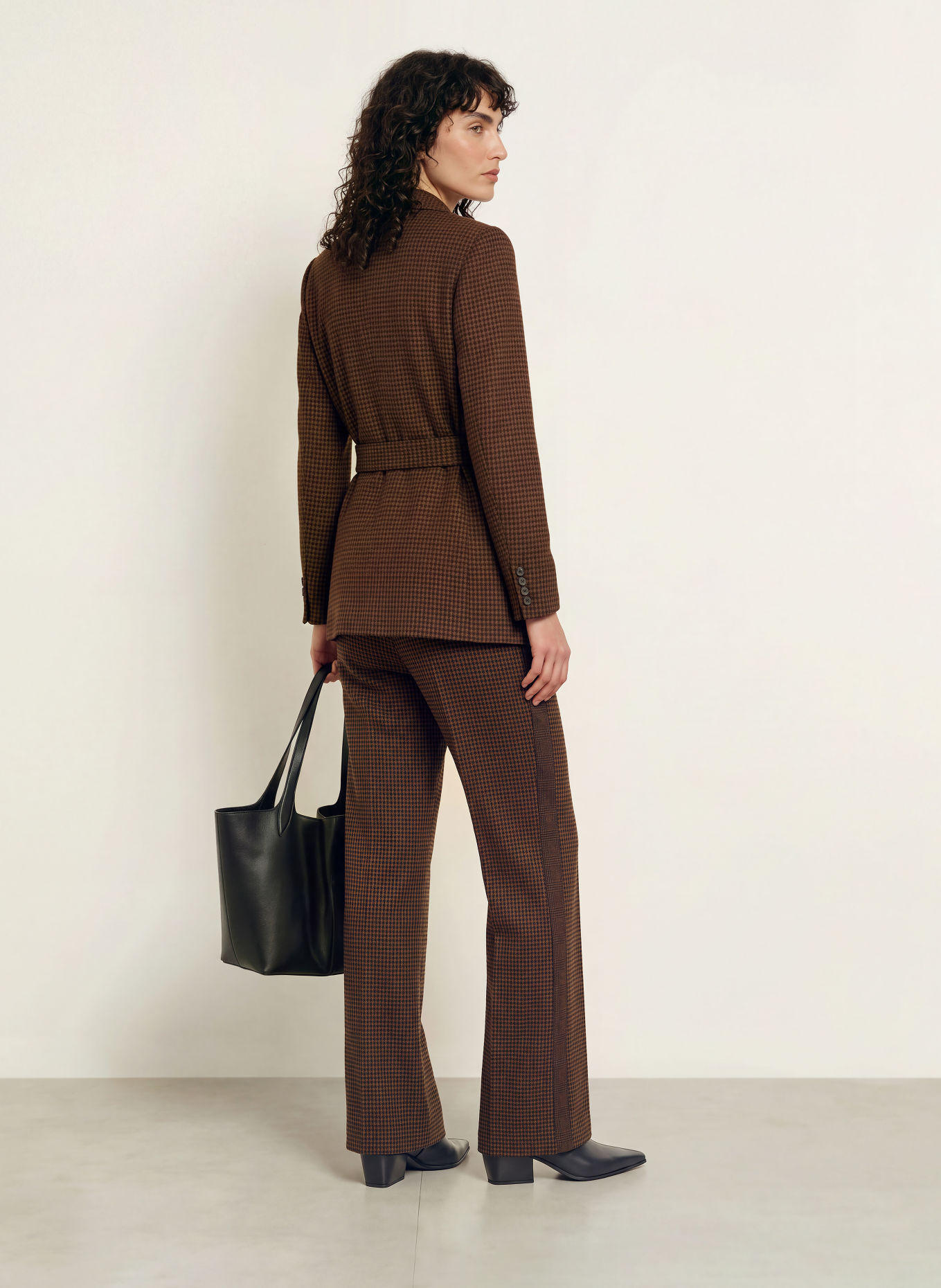 DIANE VON FURSTENBERG Marlenehose ALEXANDER mit Galonstreifen: DUNKELBRAUN / SCHWARZ