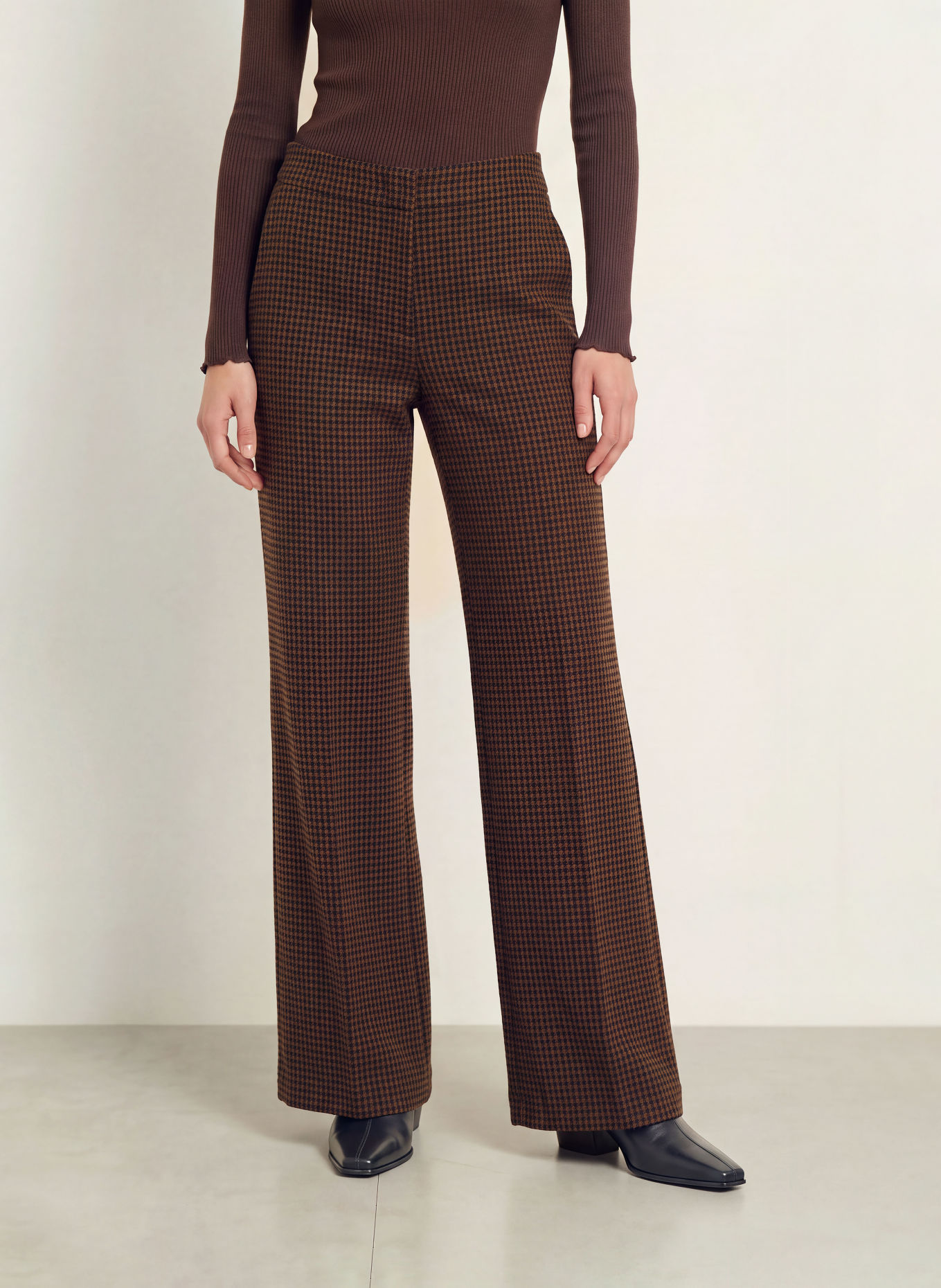 DIANE VON FURSTENBERG Marlenehose ALEXANDER mit Galonstreifen: DUNKELBRAUN / SCHWARZ