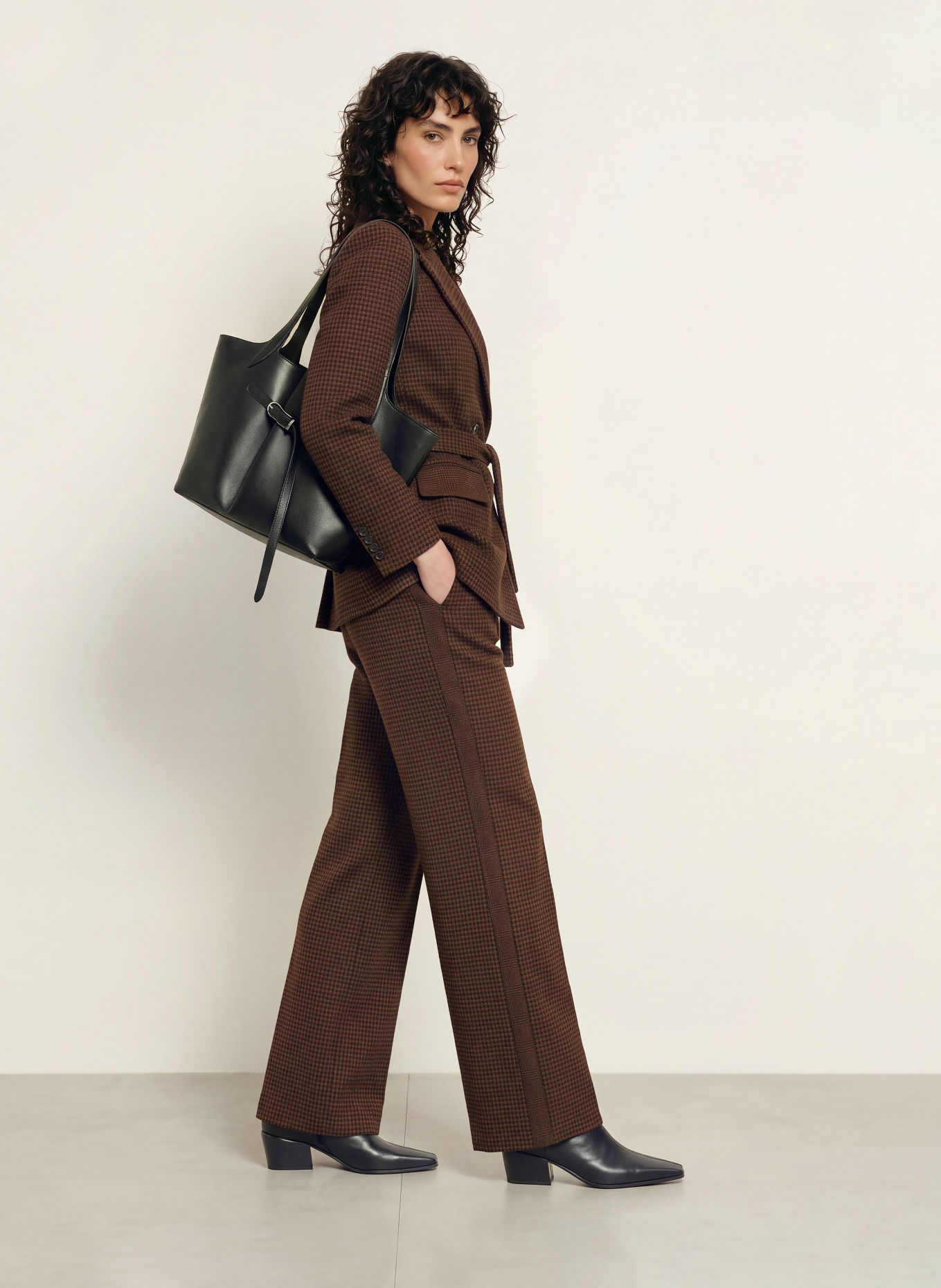 DIANE VON FURSTENBERG Marlenehose ALEXANDER mit Galonstreifen: DUNKELBRAUN / SCHWARZ