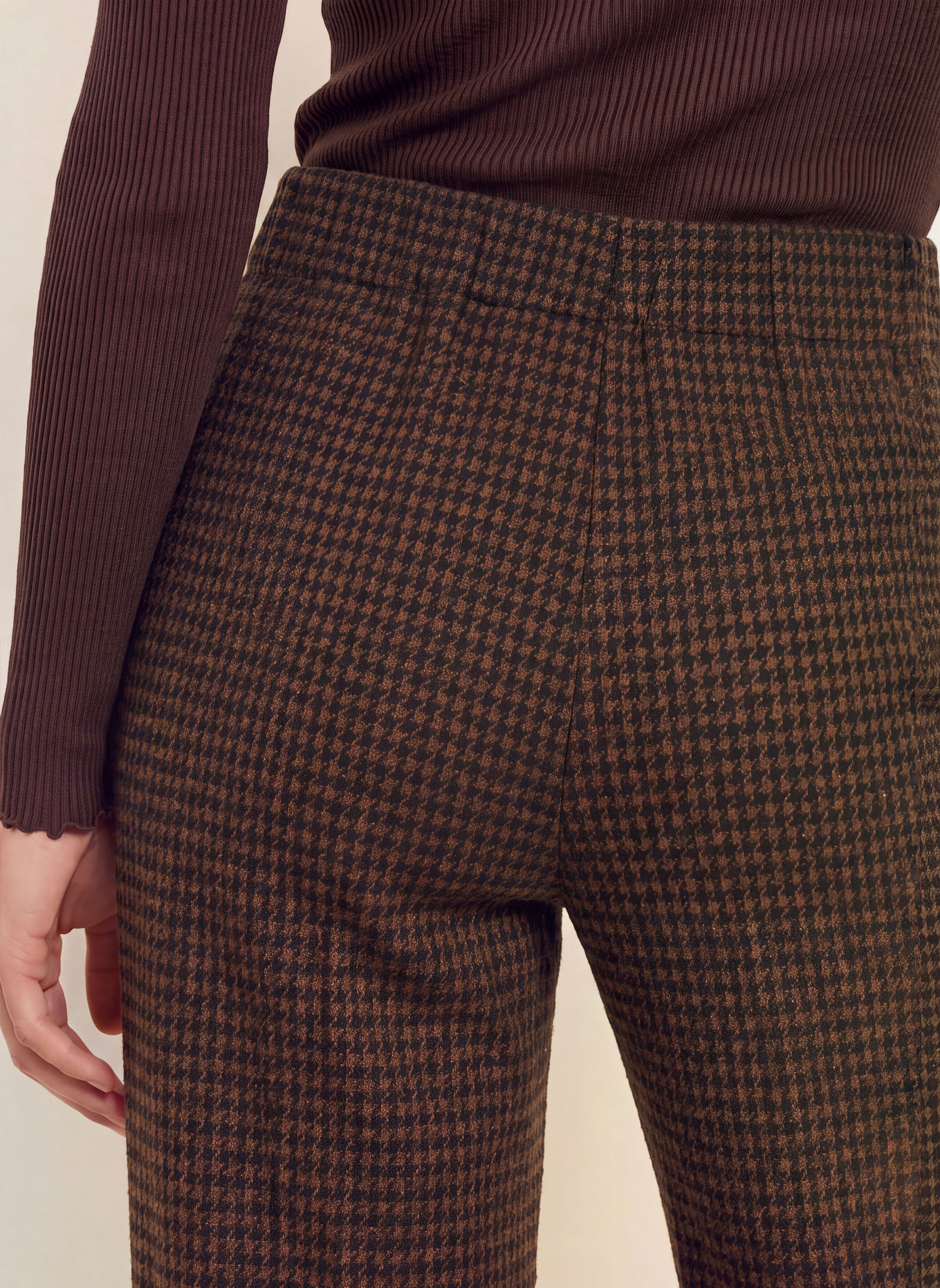DIANE VON FURSTENBERG Marlenehose ALEXANDER mit Galonstreifen: DUNKELBRAUN / SCHWARZ