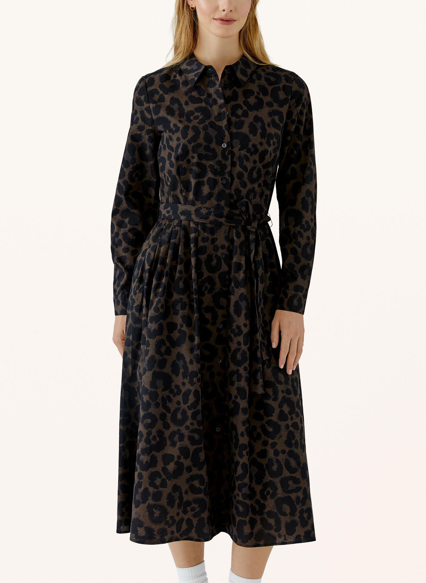 Oui Blousejurk: MARRON FONCÉ / ZWART
