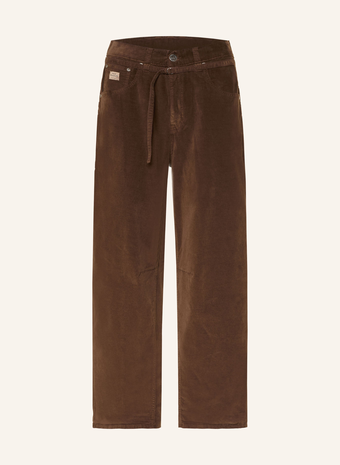 Herrlicher 7/8 broek BARROW BELT van fluweel: MARRON FONCÉ