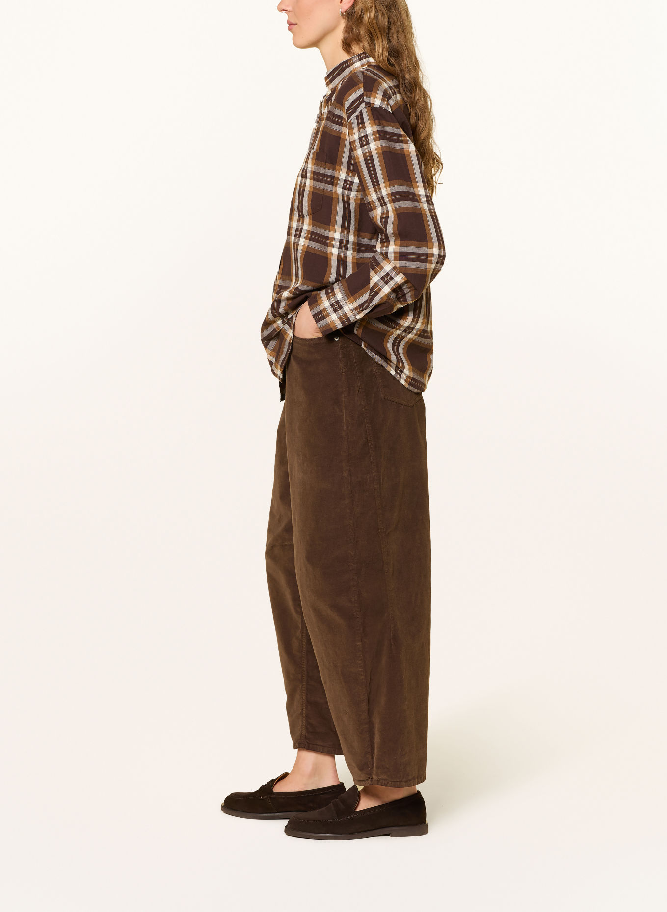 Herrlicher 7/8 broek BARROW BELT van fluweel: MARRON FONCÉ