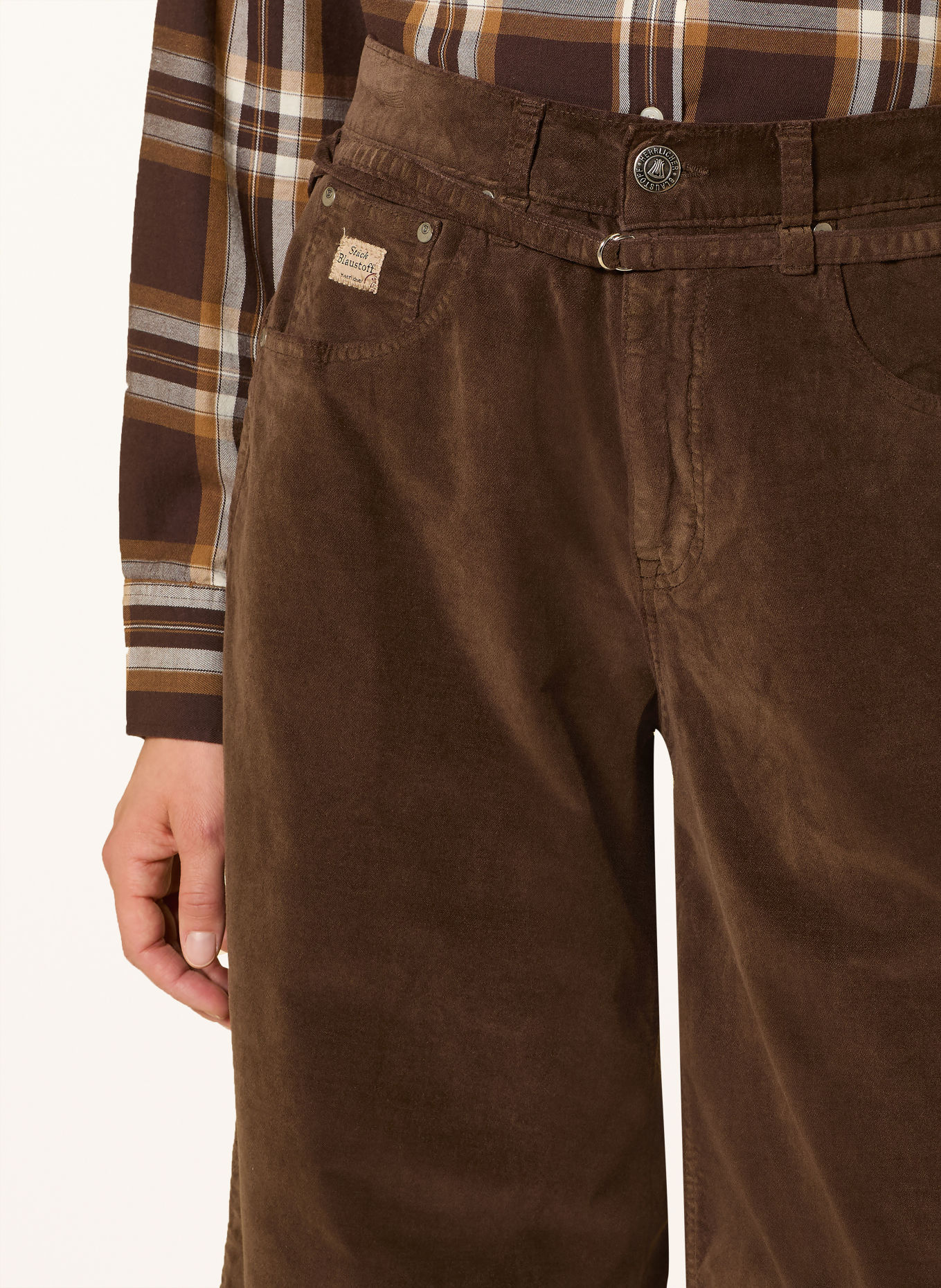 Herrlicher 7/8 broek BARROW BELT van fluweel: MARRON FONCÉ