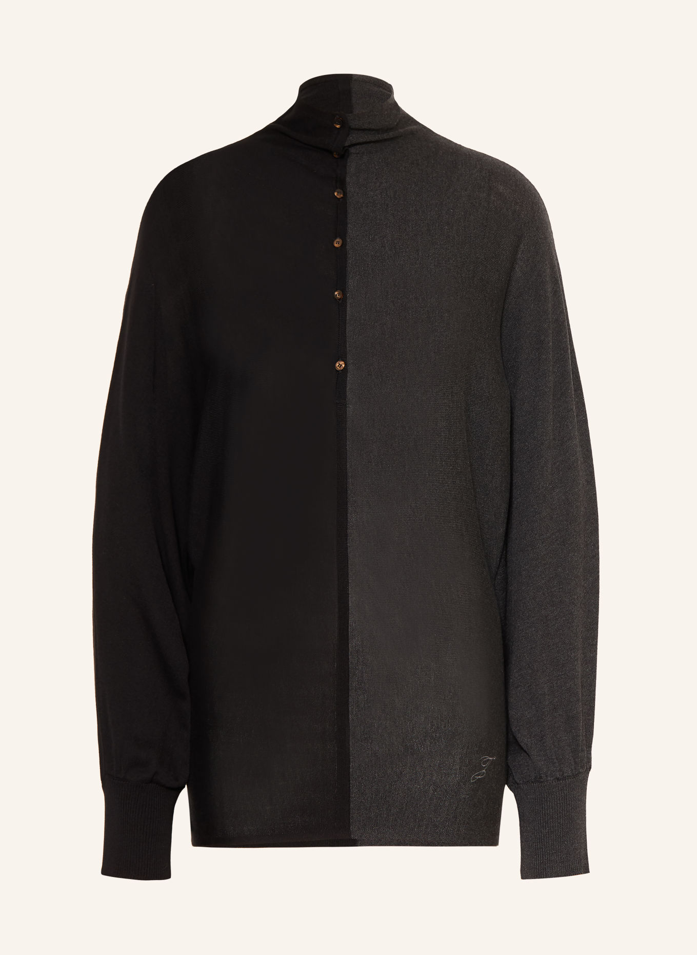 JACQUEMUS Pullover LE POLO LOSANGE mit Seide: SCHWARZ / DUNKELGRAU