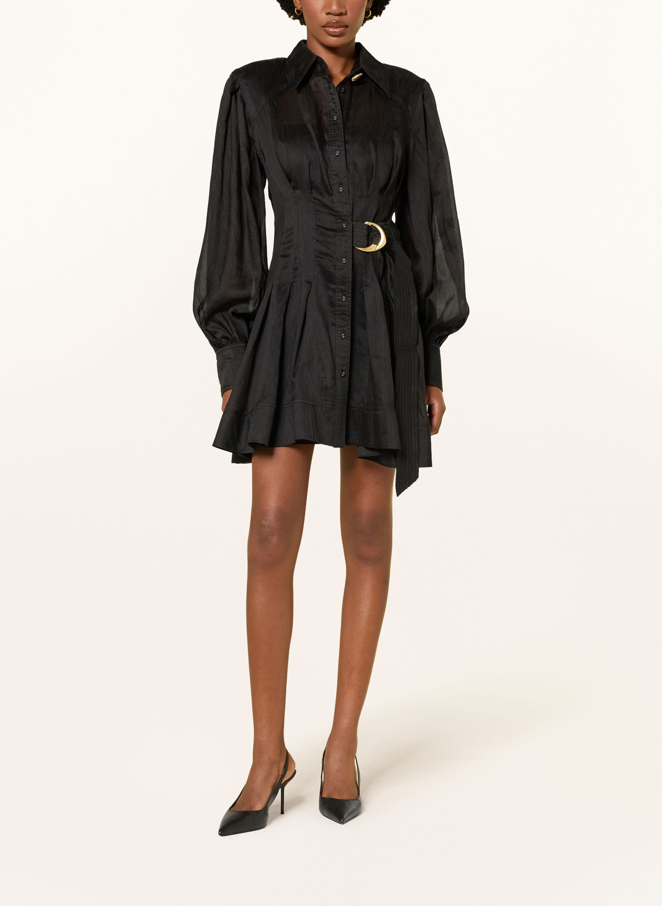 Aje. ROSANNA shirt dress with linen: BLACK