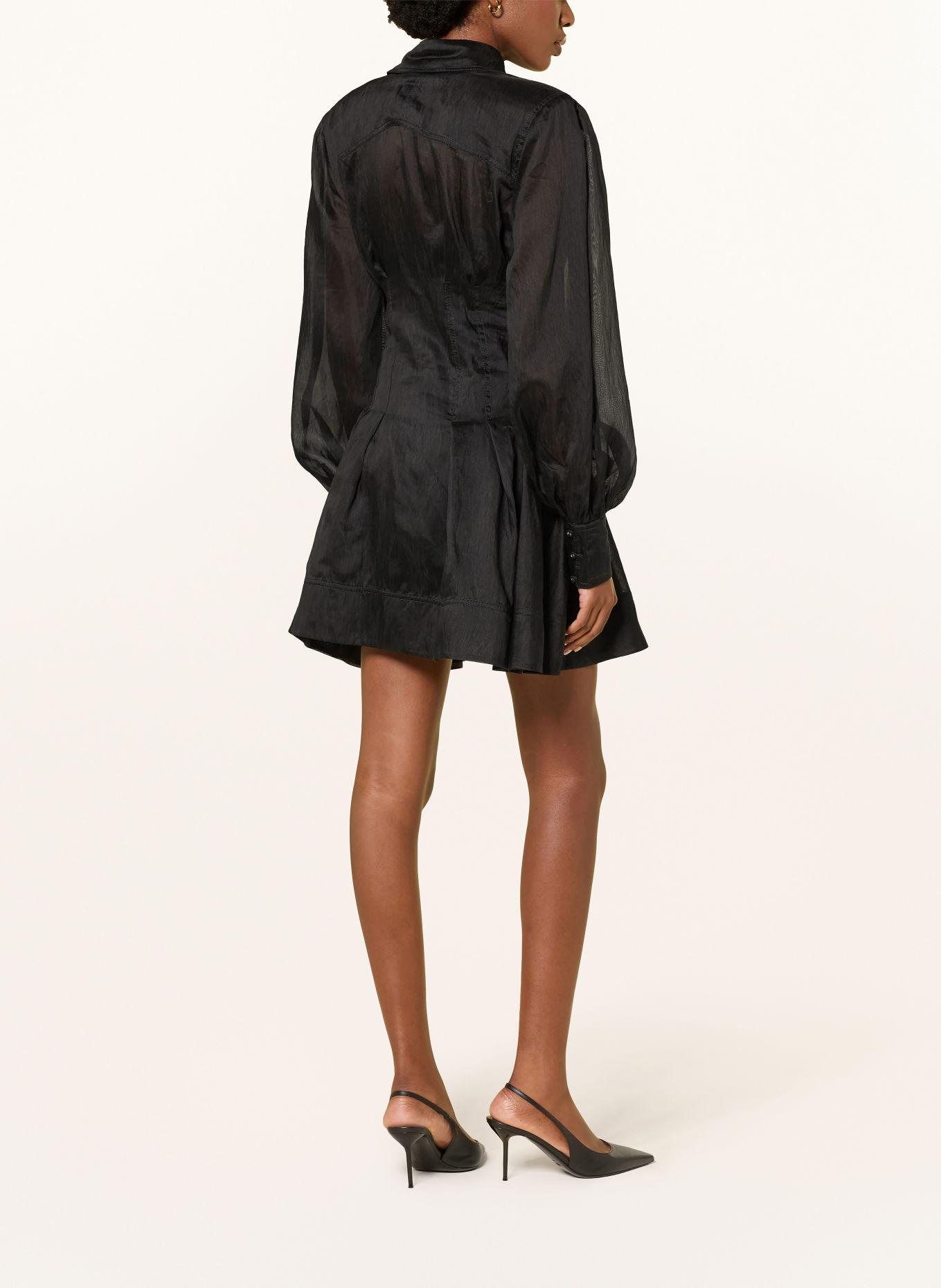 Aje. ROSANNA shirt dress with linen: BLACK