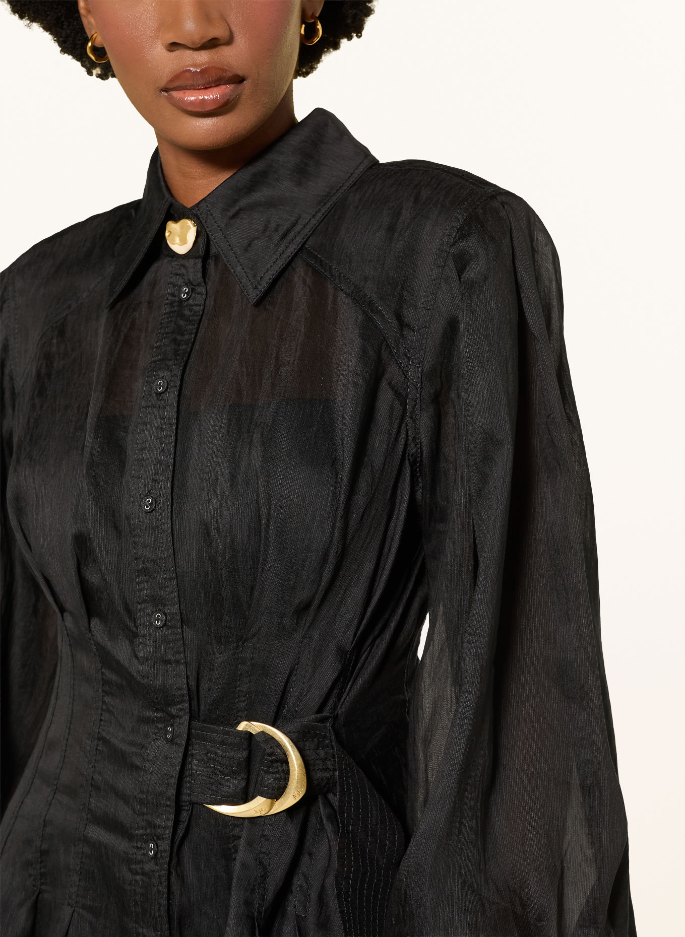 Aje. ROSANNA shirt dress with linen: BLACK