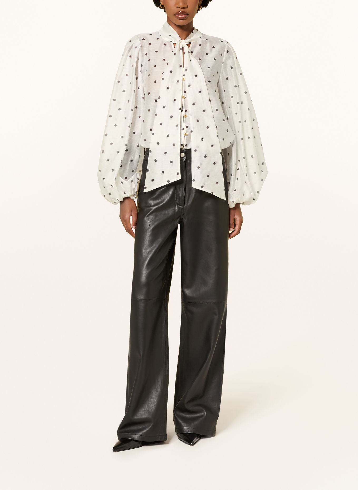 Aje. Blouse à lavallière AMILY: BLANC / NOIR