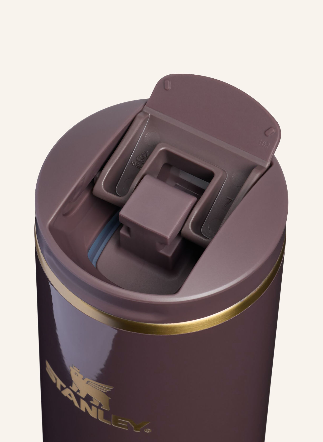STANLEY THE TRANSIT FLIPTOP Insulated Mug: BROWN / GOLD