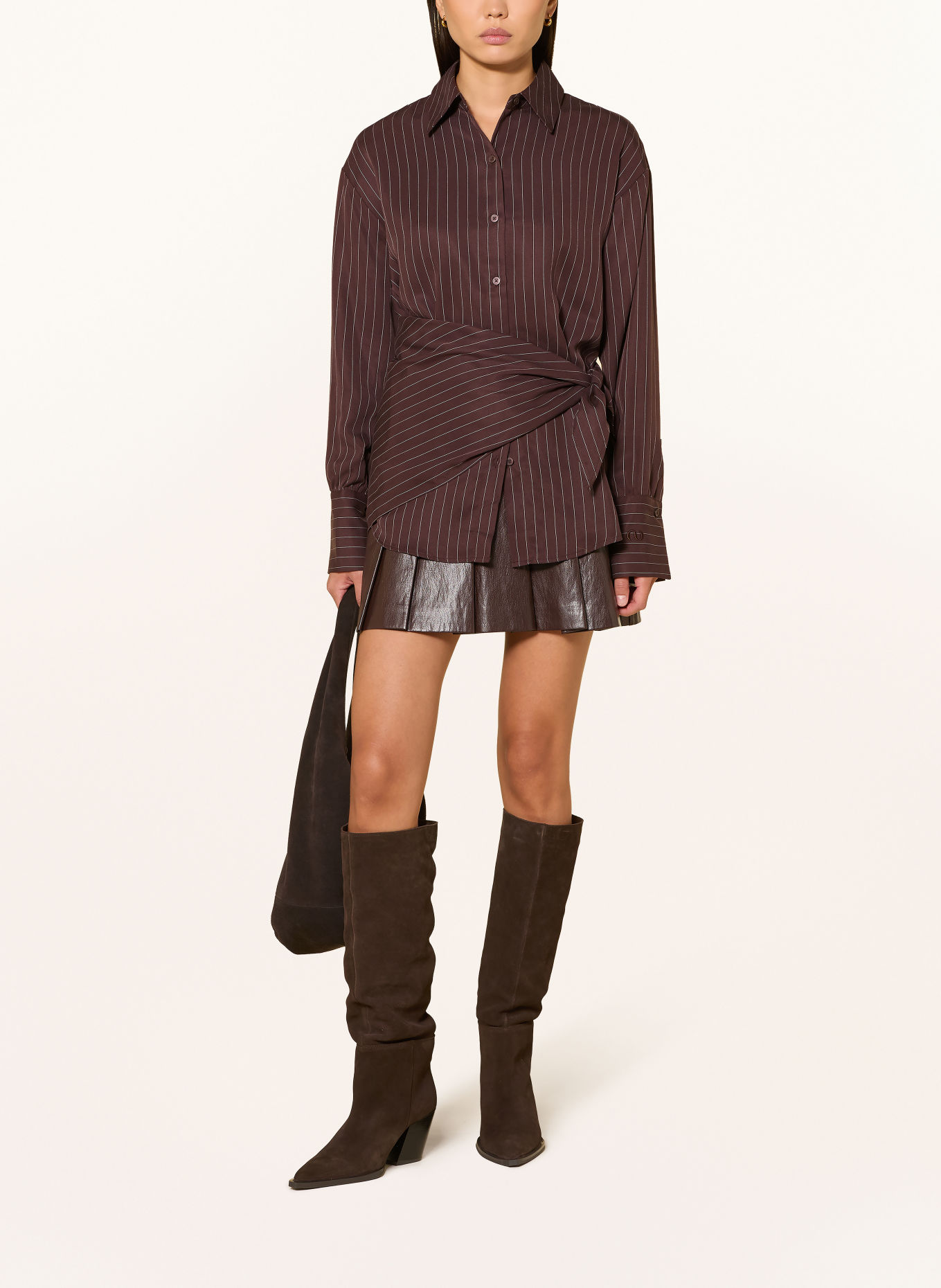 LeGer Studio Overhemdblouse BEYOND: MARRON FONCÉ / WIT