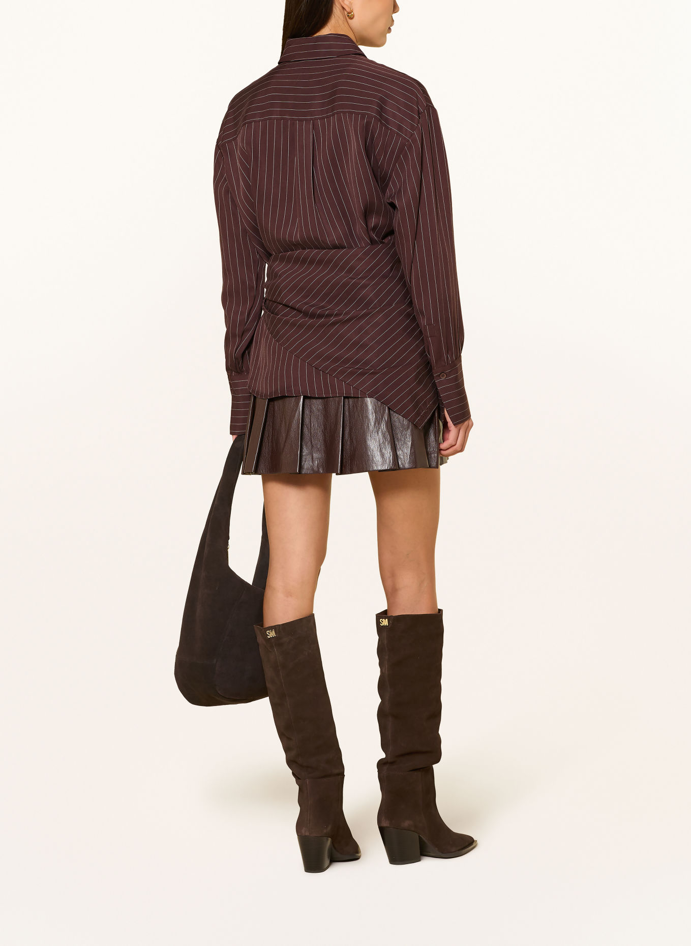 LeGer Studio Overhemdblouse BEYOND: MARRON FONCÉ / WIT