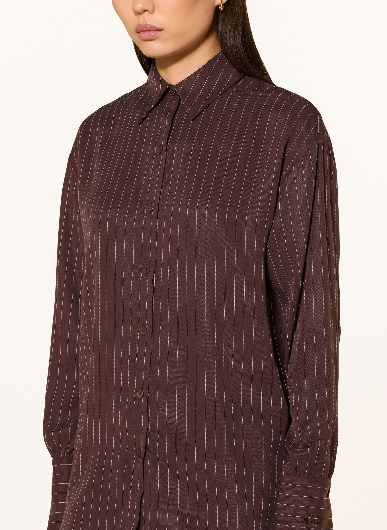 LeGer Studio Overhemdblouse BEYOND: MARRON FONCÉ / WIT