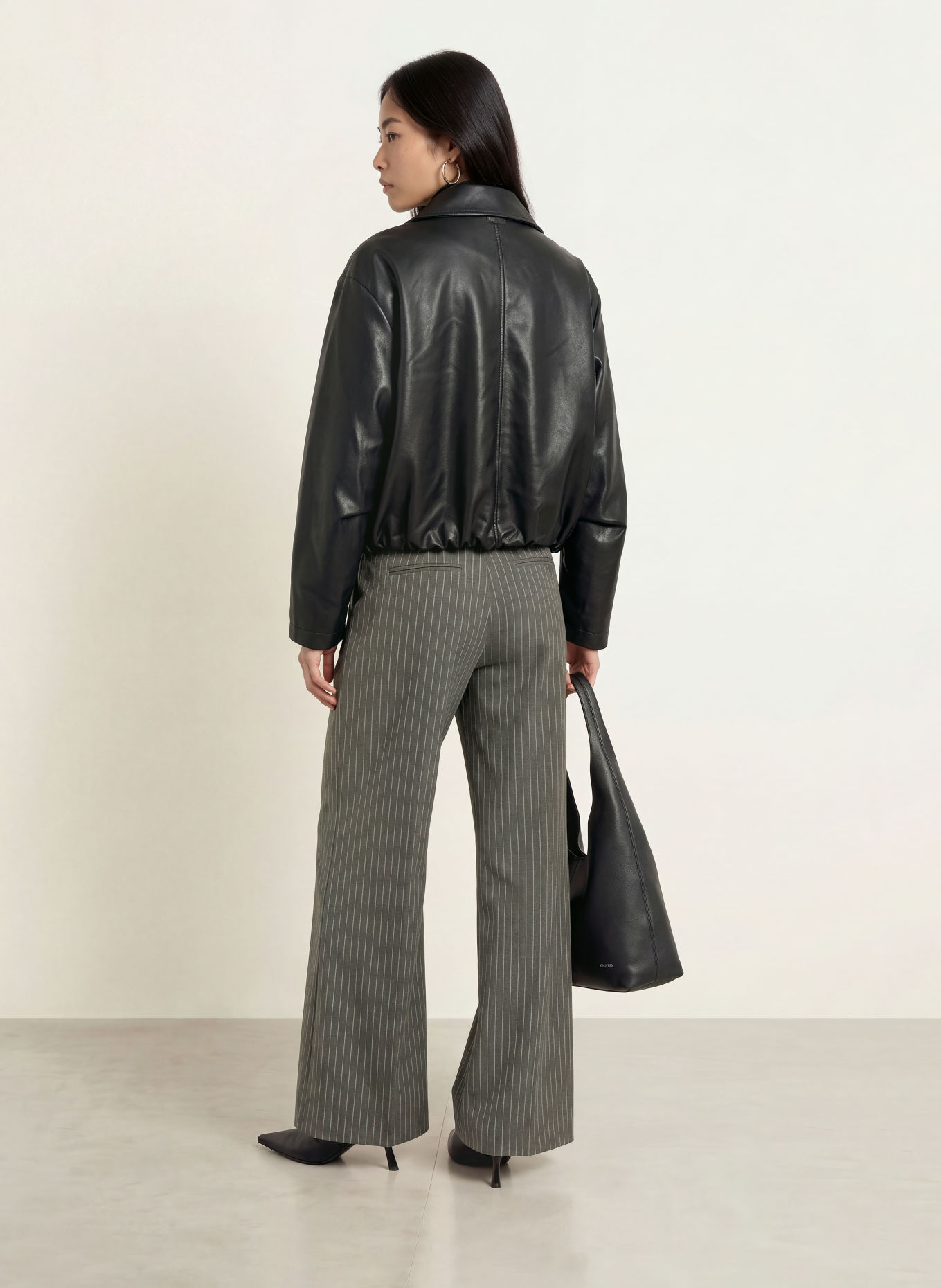 LeGer Studio Marlenehose SOPHIA: DUNKELGRAU / WEISS