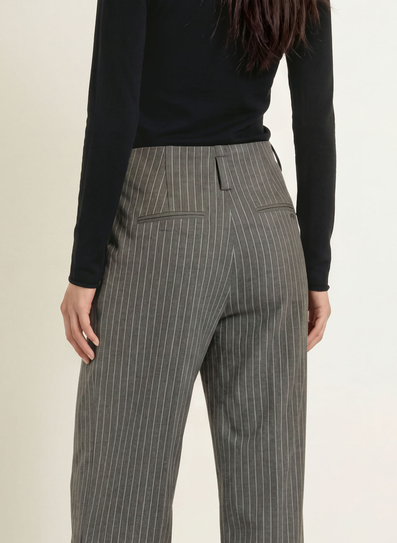 LeGer Studio Marlenehose SOPHIA: DUNKELGRAU / WEISS