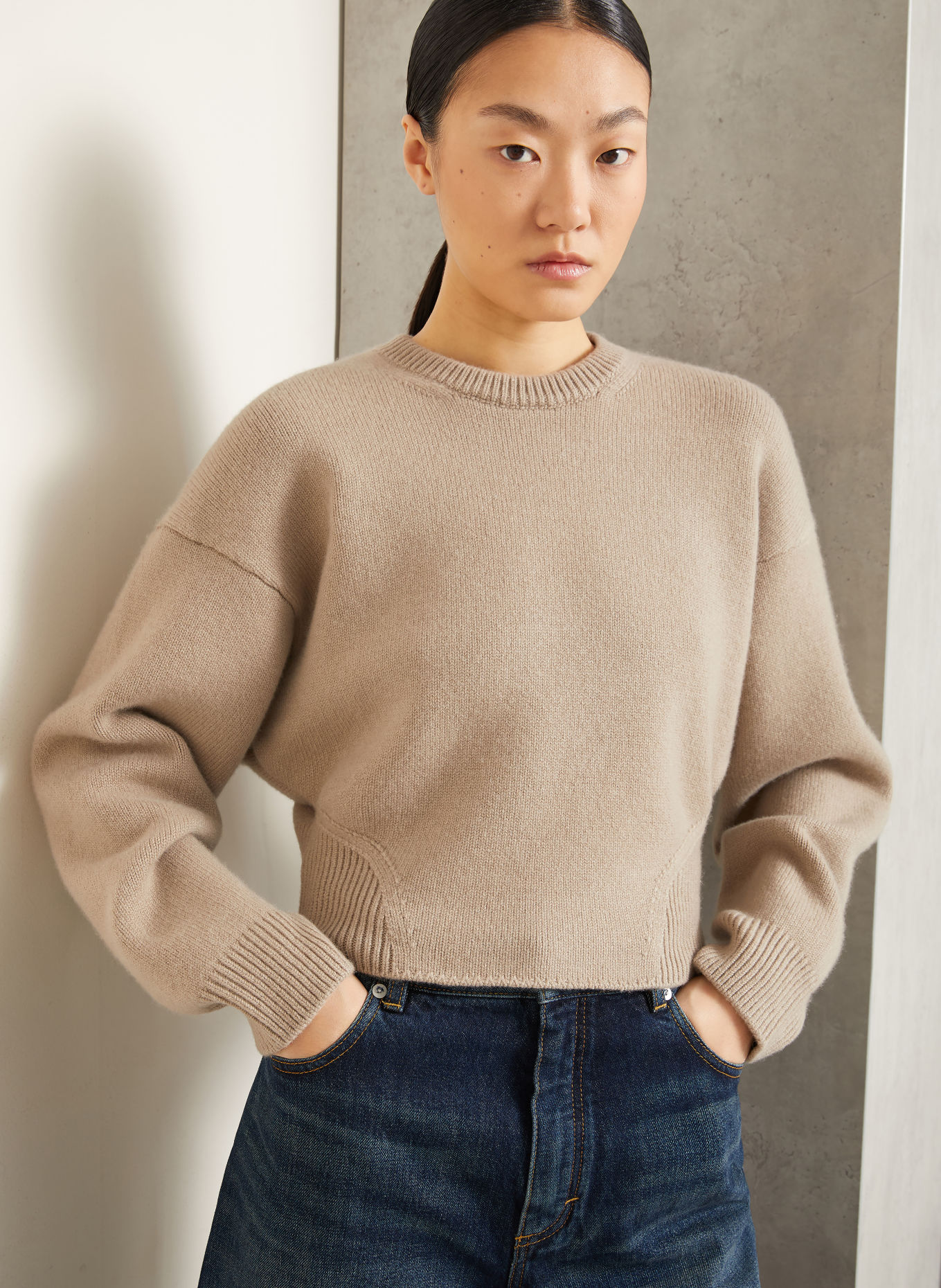 ALAÏA Pullover mit Cashmere: HELLBRAUN