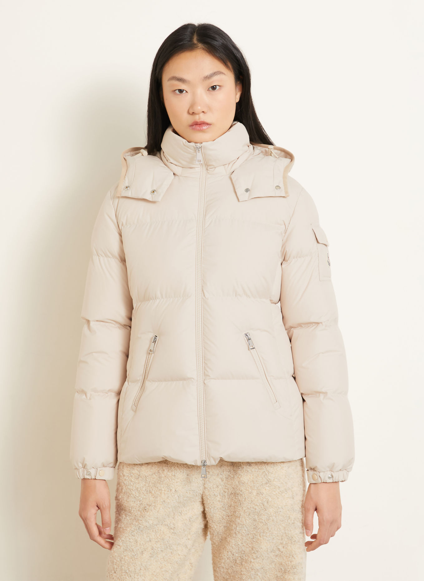 MONCLER Jacheta din puf FOURMINES cu glugă detașabilă: BEJ