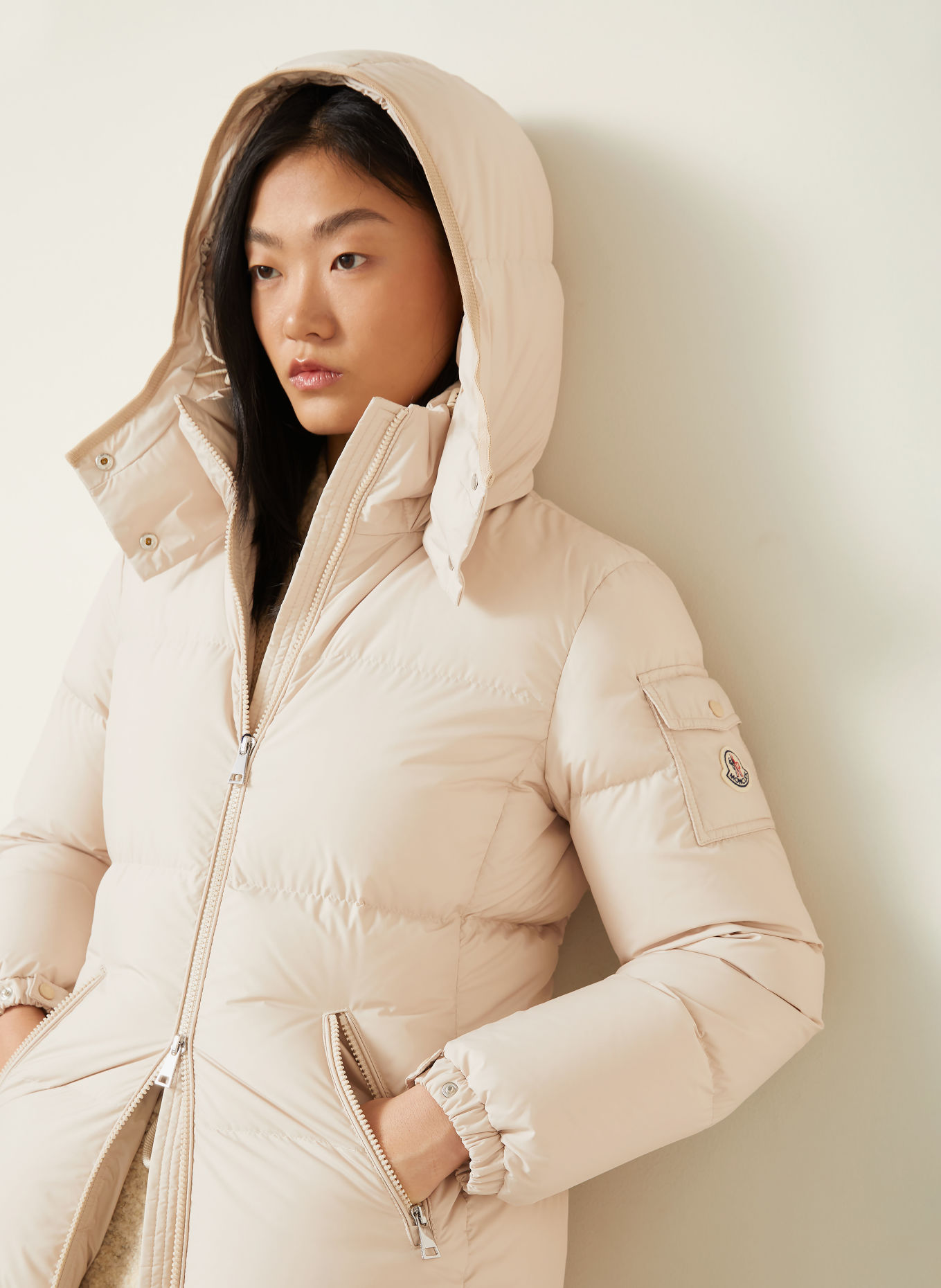 MONCLER Jacheta din puf FOURMINES cu glugă detașabilă: BEJ