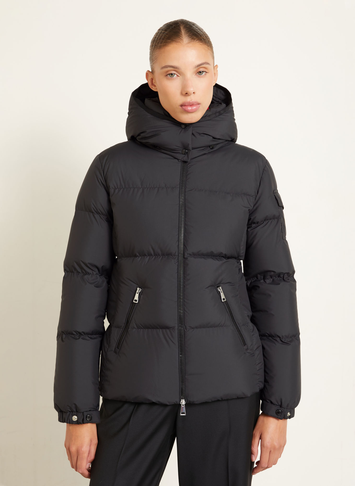 MONCLER Daunenjacke FOURMINES mit abnehmbarer Kapuze: SCHWARZ